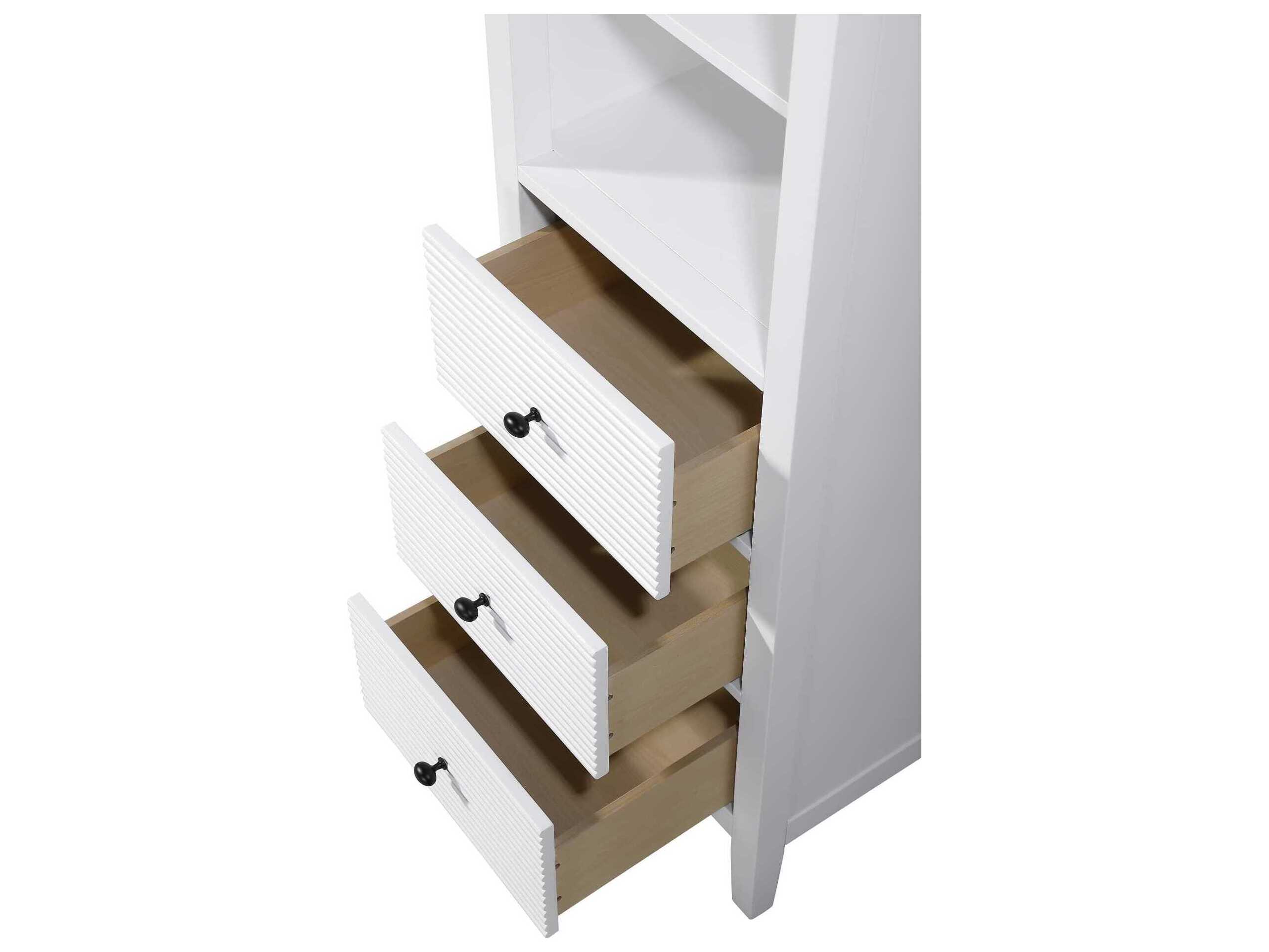 Elegant Lighting Blakely White Rubberwood Open Shelving Bath Storage Cabinet