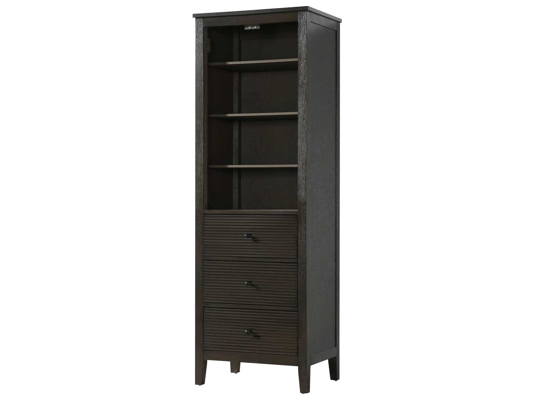 Elegant Lighting Blakely Chocolate Oak Brown Rubberwood Open Shelving Bath Storage Cabinet