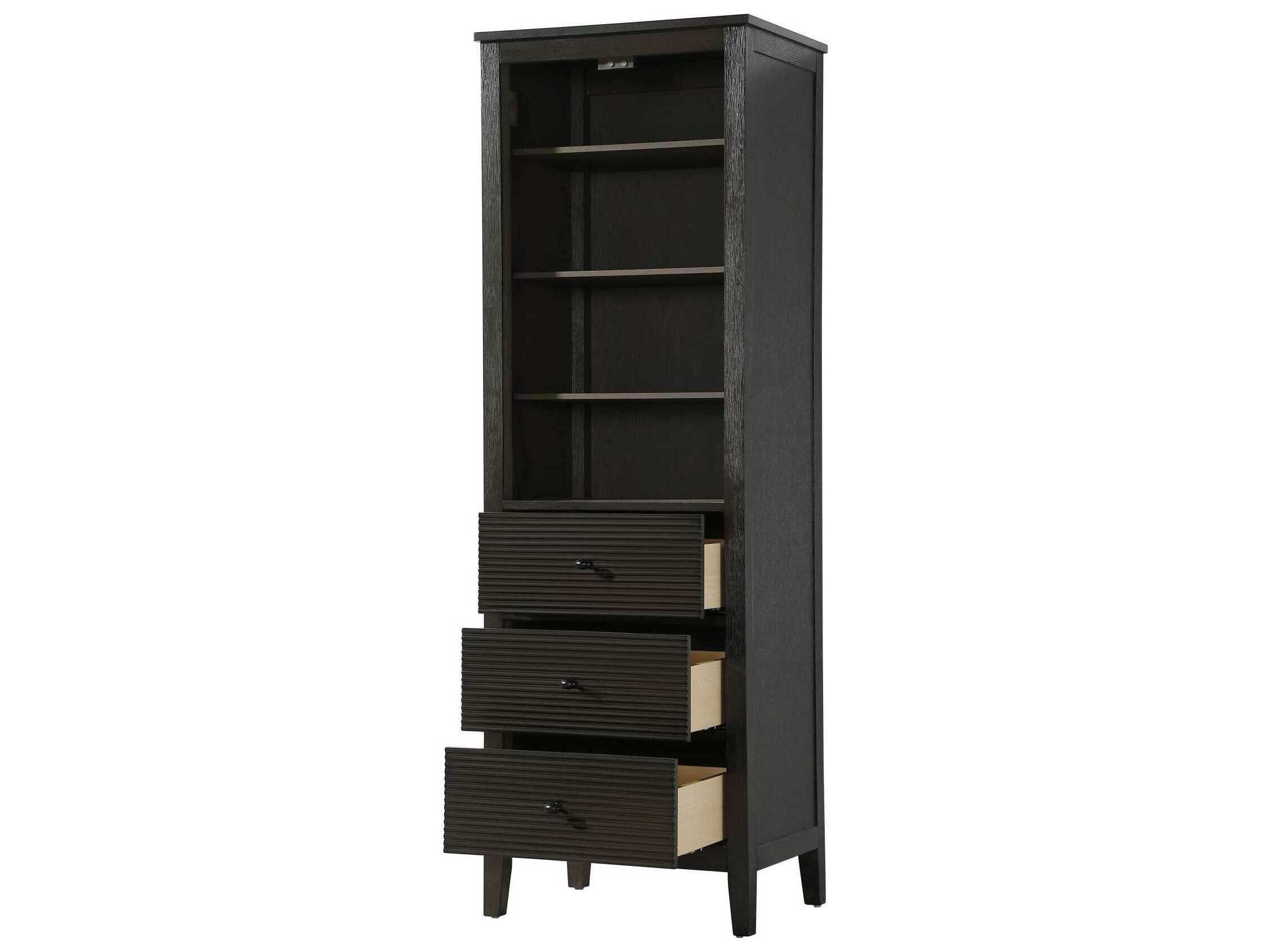 Elegant Lighting Blakely Chocolate Oak Brown Rubberwood Open Shelving Bath Storage Cabinet