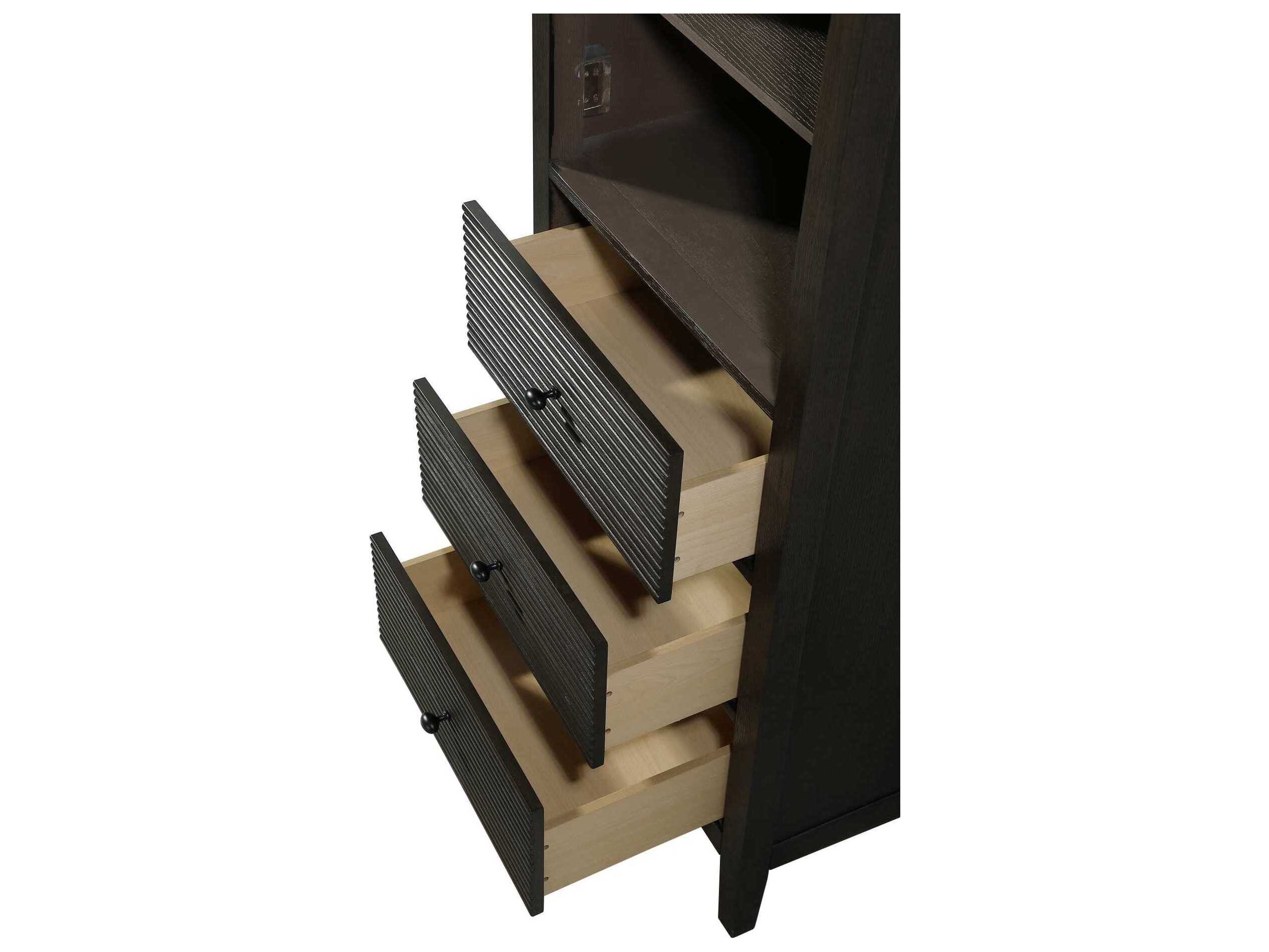 Elegant Lighting Blakely Chocolate Oak Brown Rubberwood Open Shelving Bath Storage Cabinet