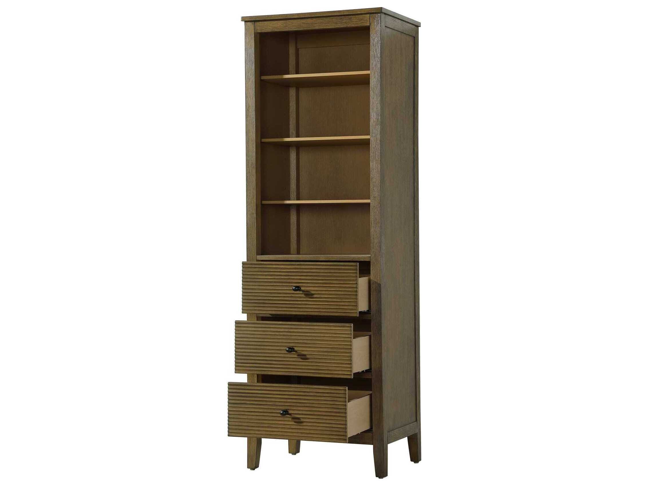 Elegant Lighting Blakely Hazel Oak Brown Rubberwood Open Shelving Bath Storage Cabinet