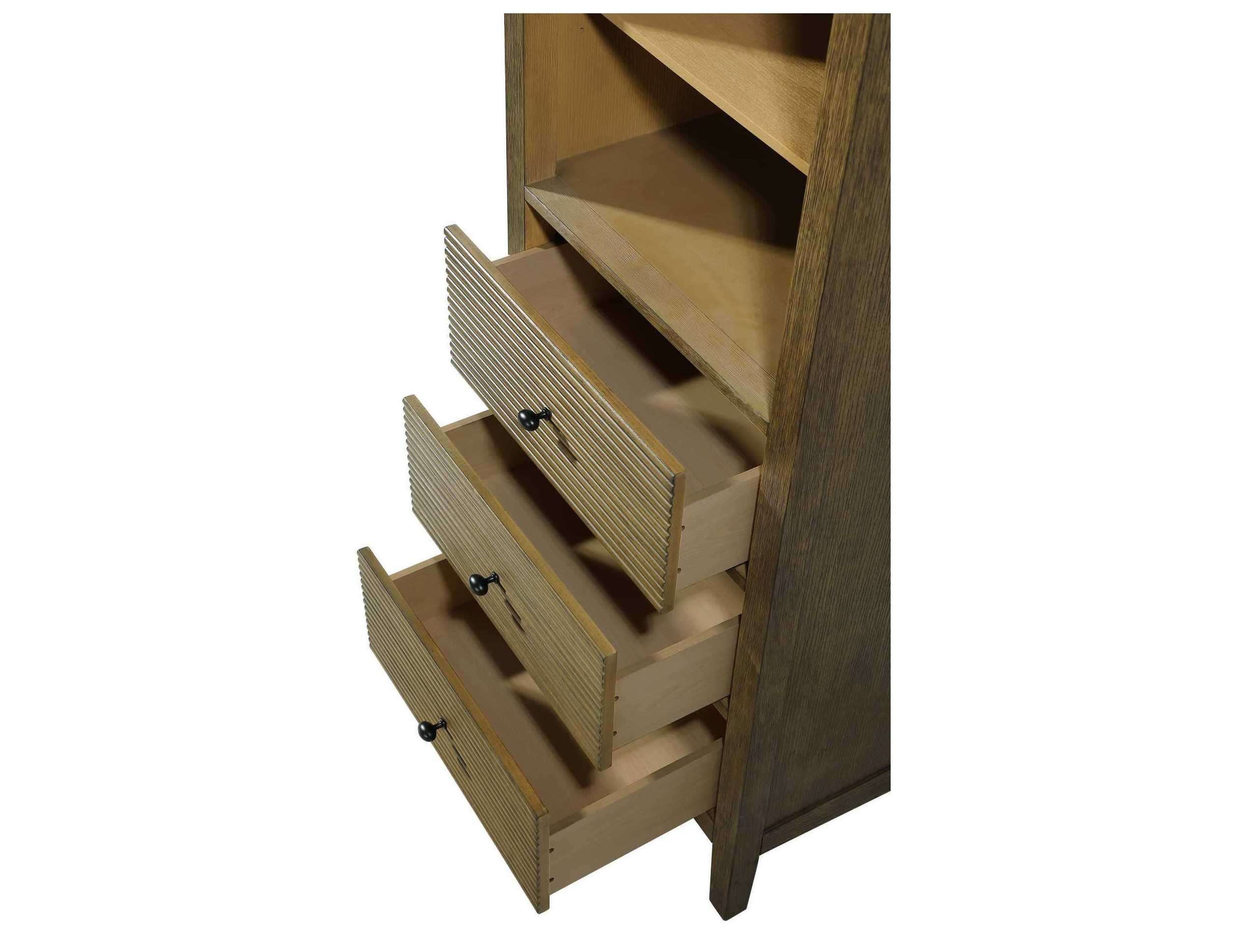 Elegant Lighting Blakely Hazel Oak Brown Rubberwood Open Shelving Bath Storage Cabinet