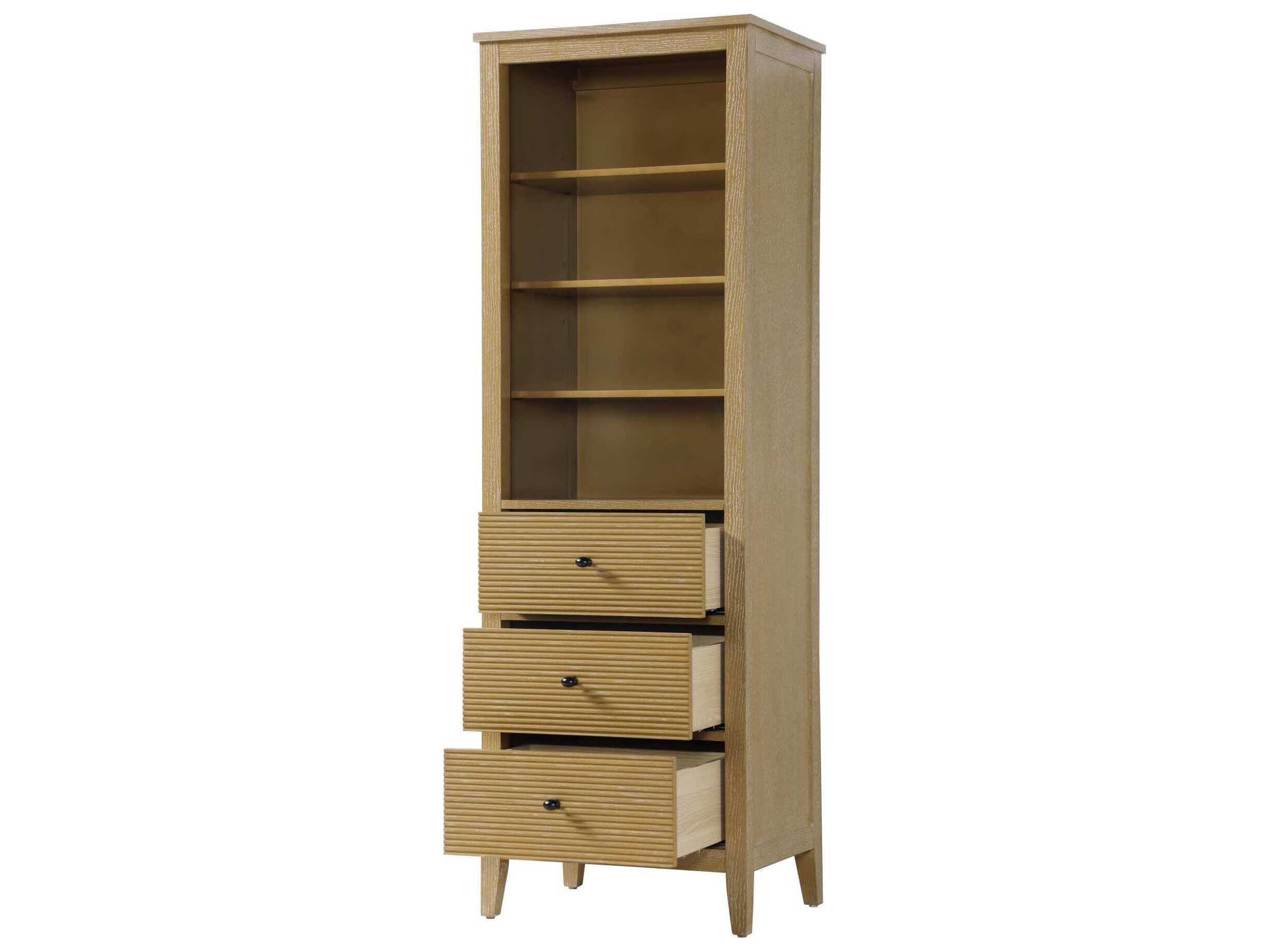 Elegant Lighting Blakely Linen Oak Brown Rubberwood Open Shelving Bath Storage Cabinet