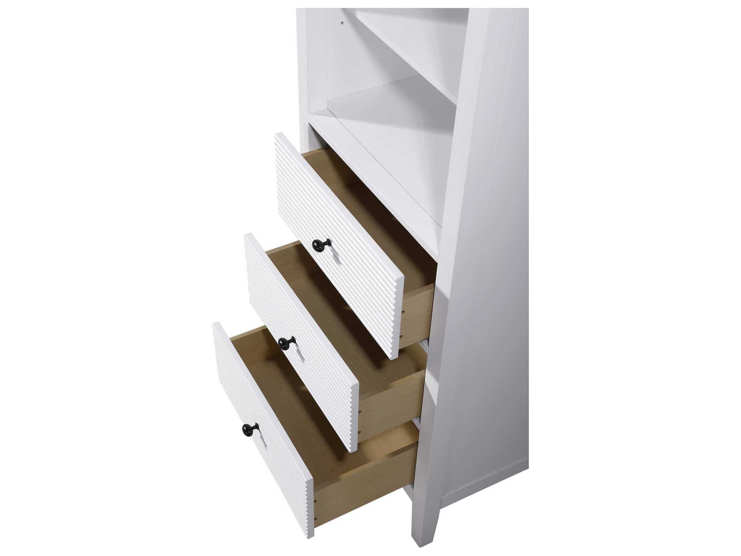 Elegant Lighting Blakely White Rubberwood Open Shelving Bath Storage Cabinet