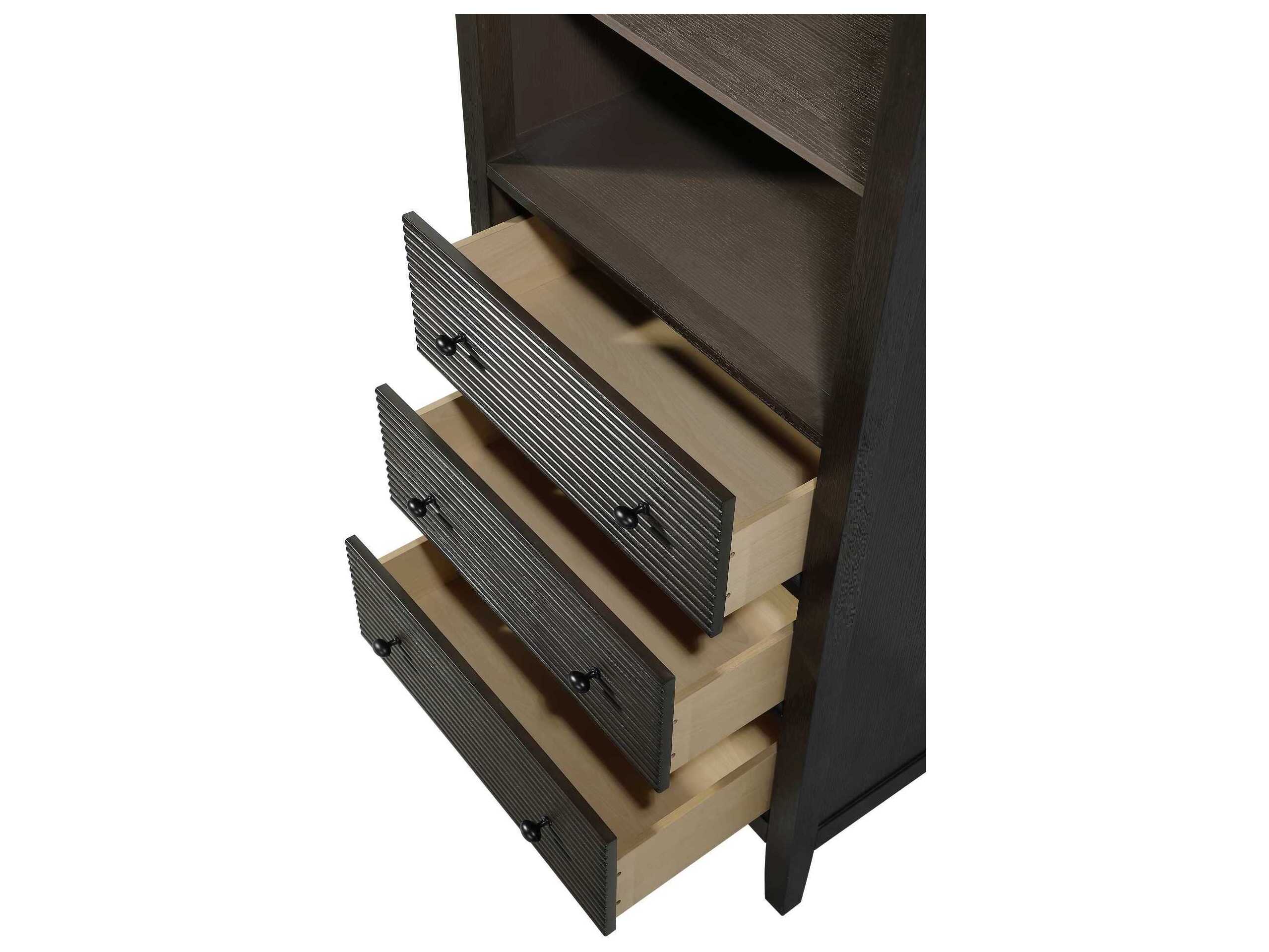 Elegant Lighting Blakely Chocolate Oak Brown Rubberwood Open Shelving Bath Storage Cabinet