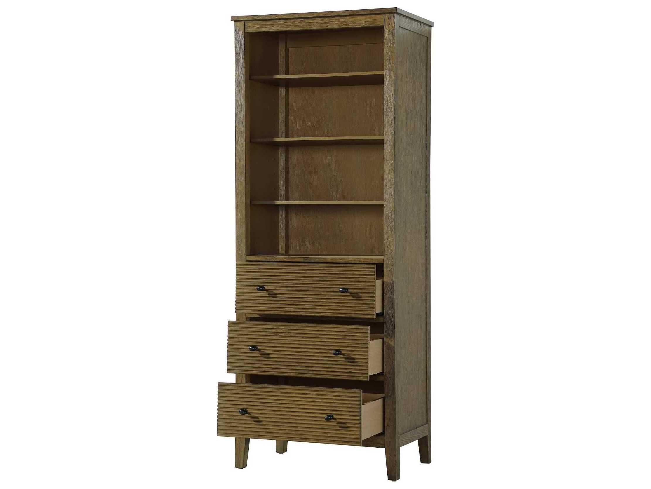Elegant Lighting Blakely Hazel Oak Brown Rubberwood Open Shelving Bath Storage Cabinet