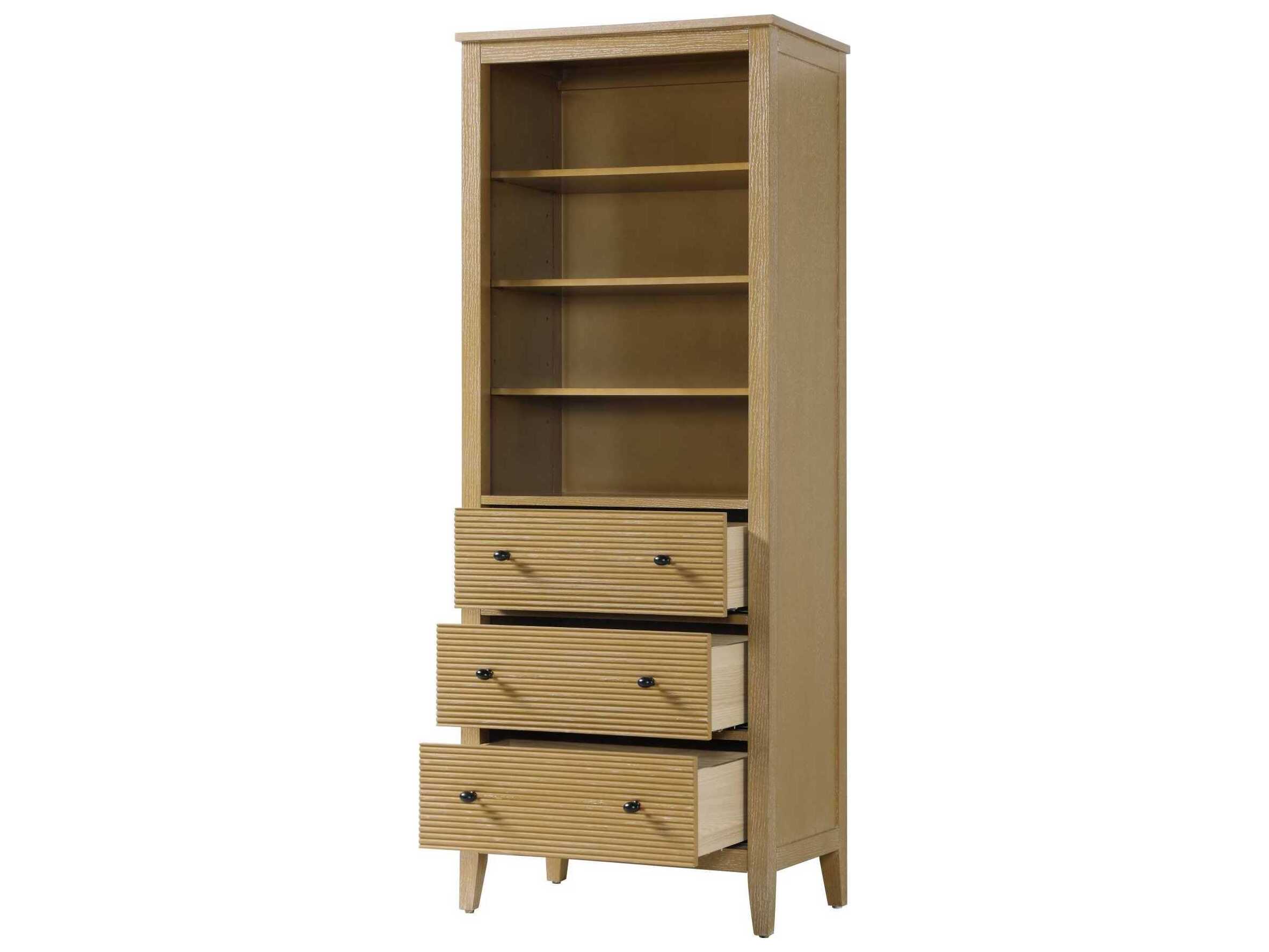 Elegant Lighting Blakely Linen Oak Brown Rubberwood Open Shelving Bath Storage Cabinet