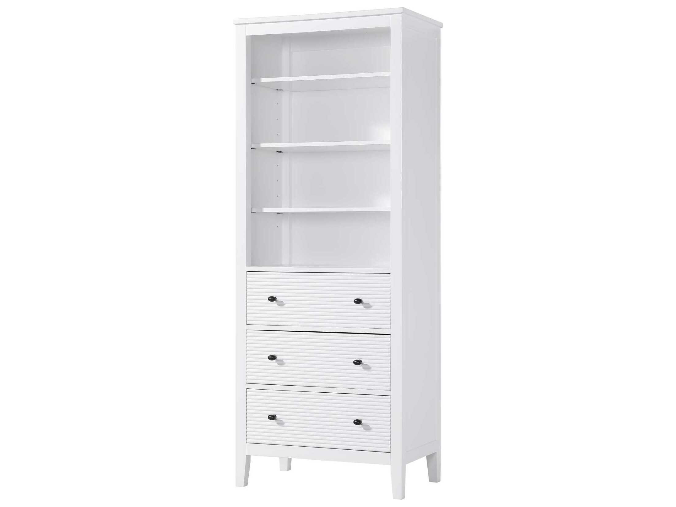 Elegant Lighting Blakely White Rubberwood Open Shelving Bath Storage Cabinet