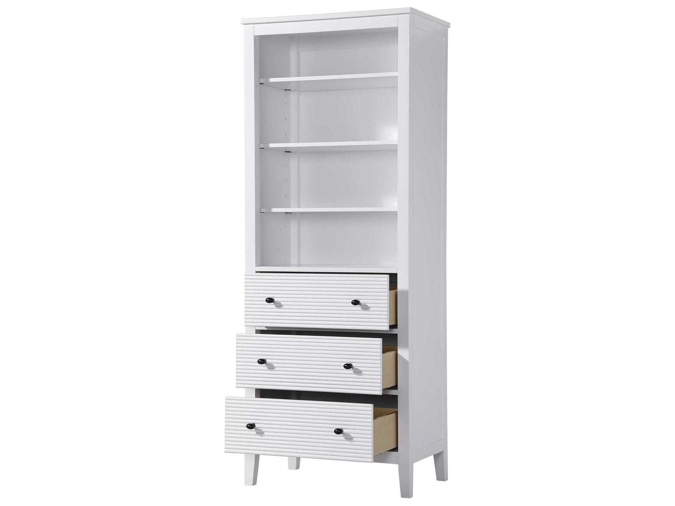 Elegant Lighting Blakely White Rubberwood Open Shelving Bath Storage Cabinet