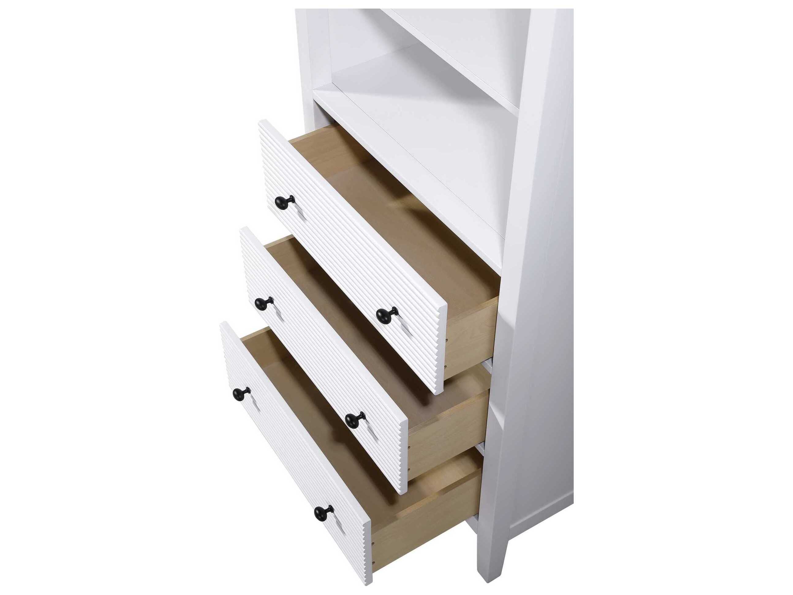 Elegant Lighting Blakely White Rubberwood Open Shelving Bath Storage Cabinet