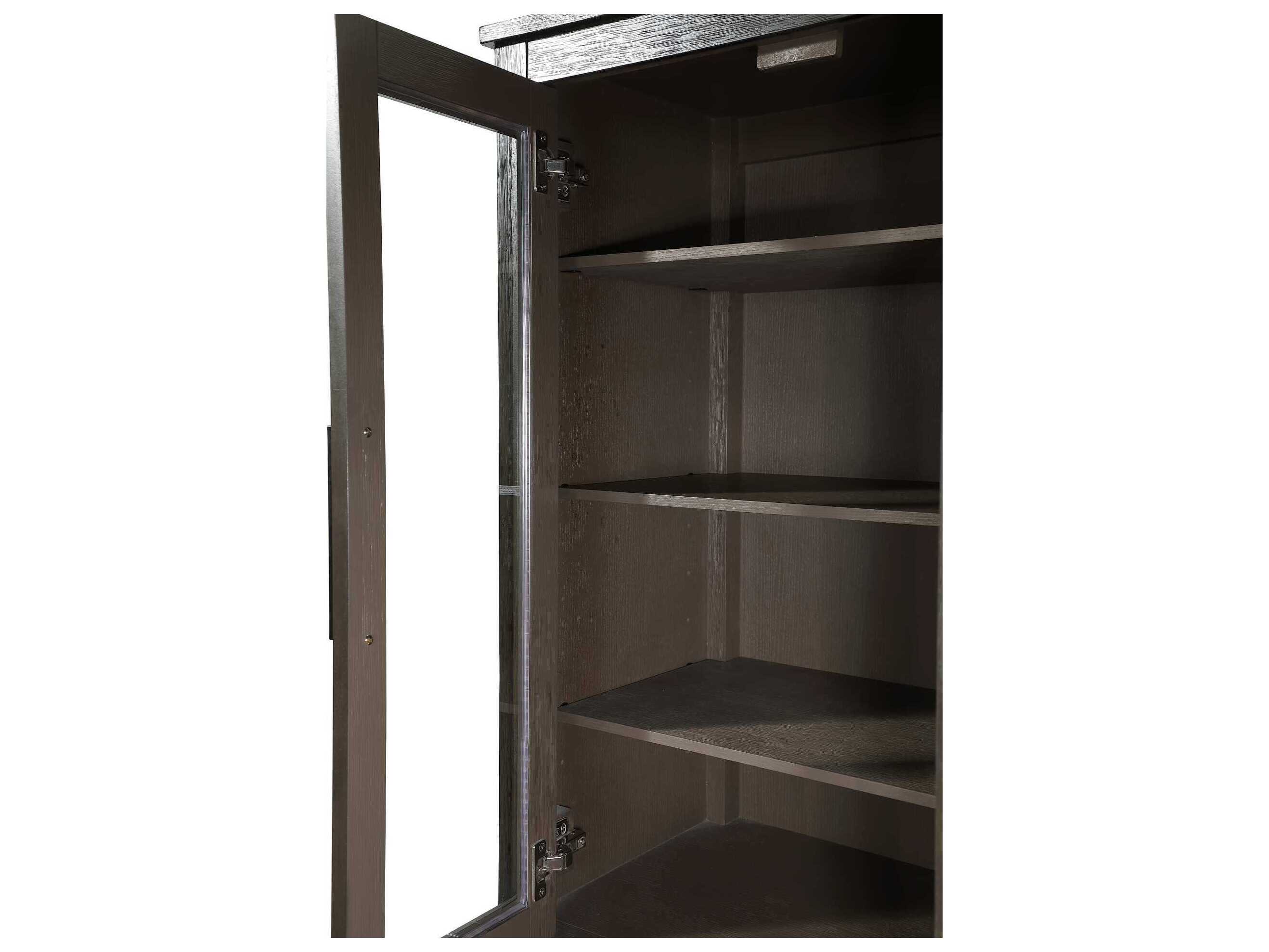 Elegant Lighting Blakely Chocolate Oak Brown Rubberwood Bath Storage Glass Cabinet