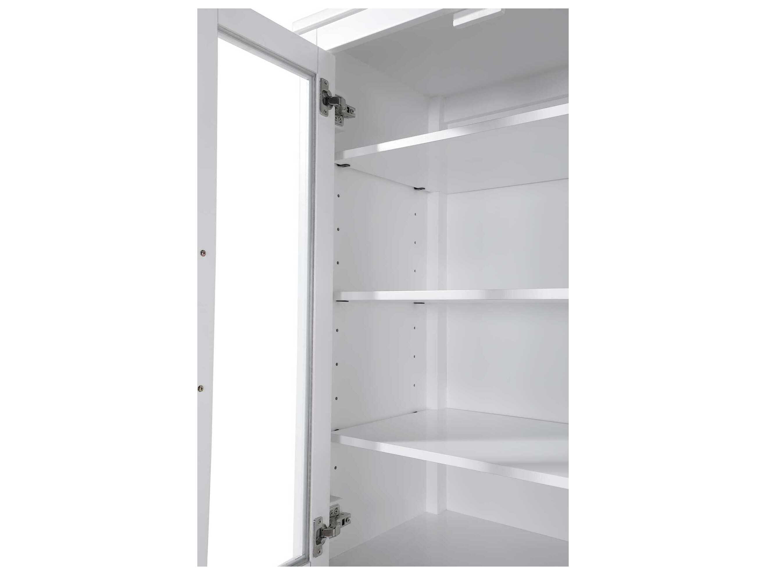 Elegant Lighting Blakely White Rubberwood Bath Storage Glass Cabinet