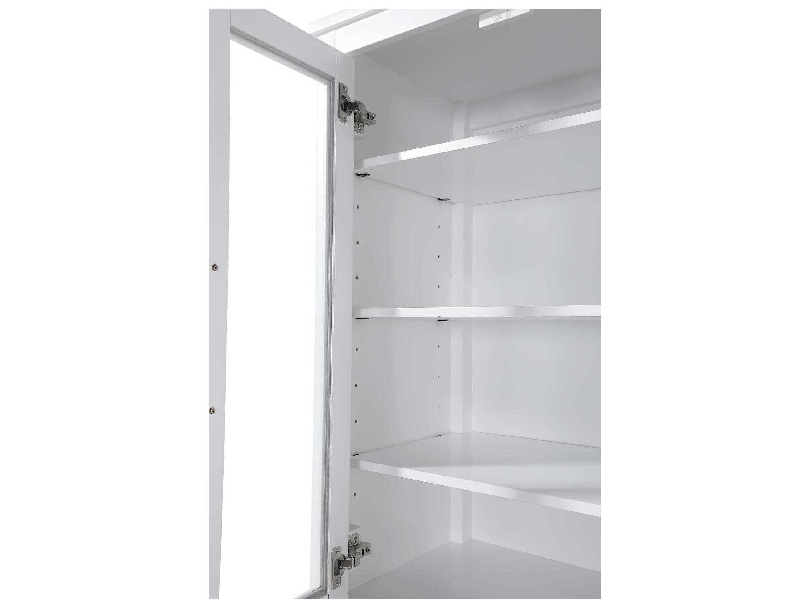 Elegant Lighting Blakely White Rubberwood Bath Storage Glass Cabinet