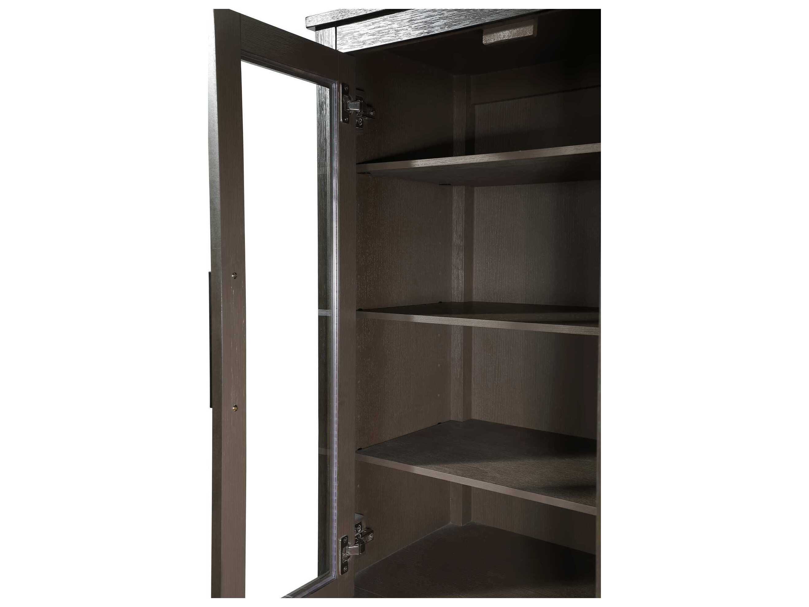 Elegant Lighting Blakely Chocolate Oak Brown Rubberwood Bath Storage Glass Cabinet