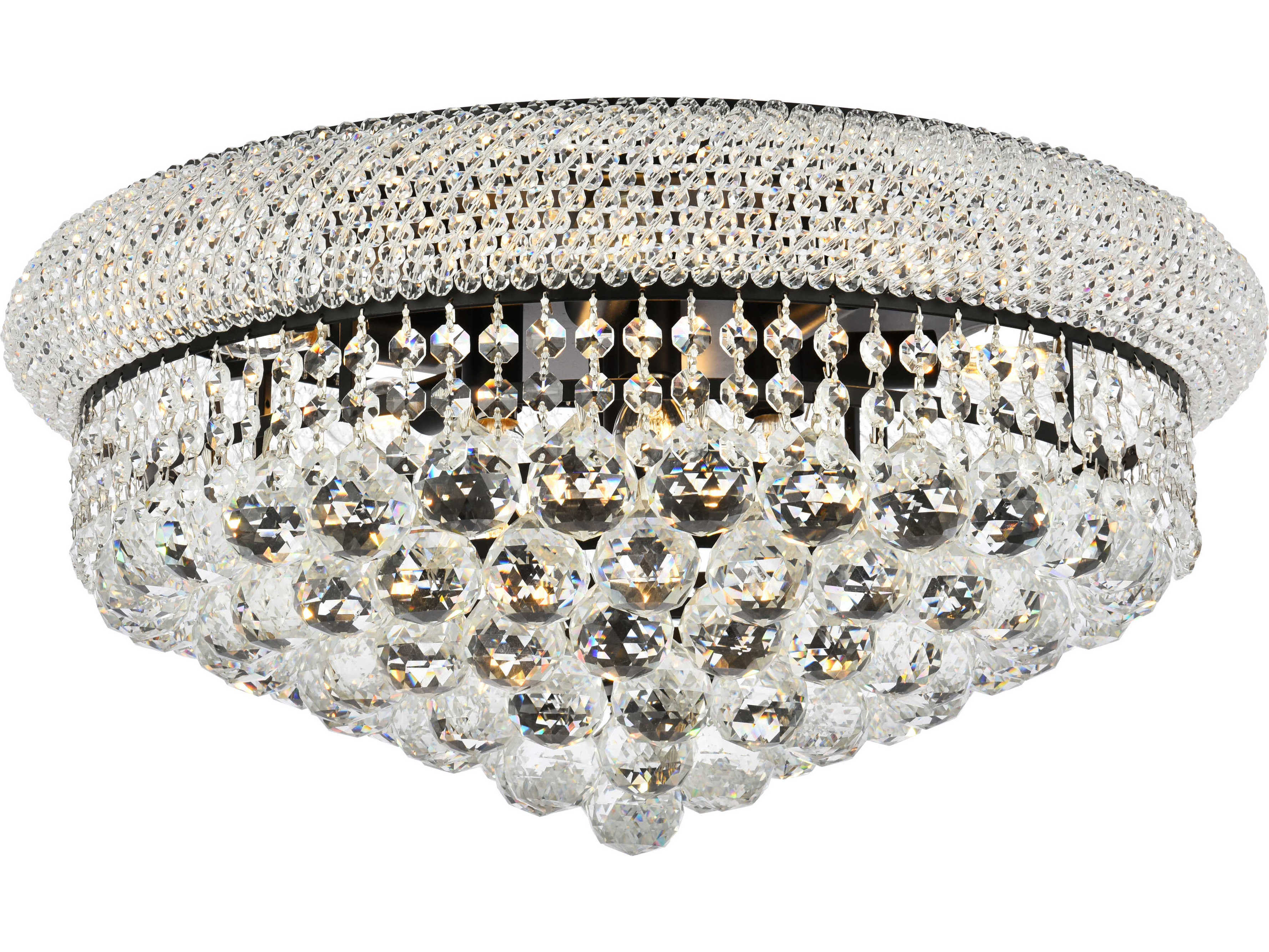 Elegant Lighting Primo 10-Light Black And Clear Crystal Flush Mount