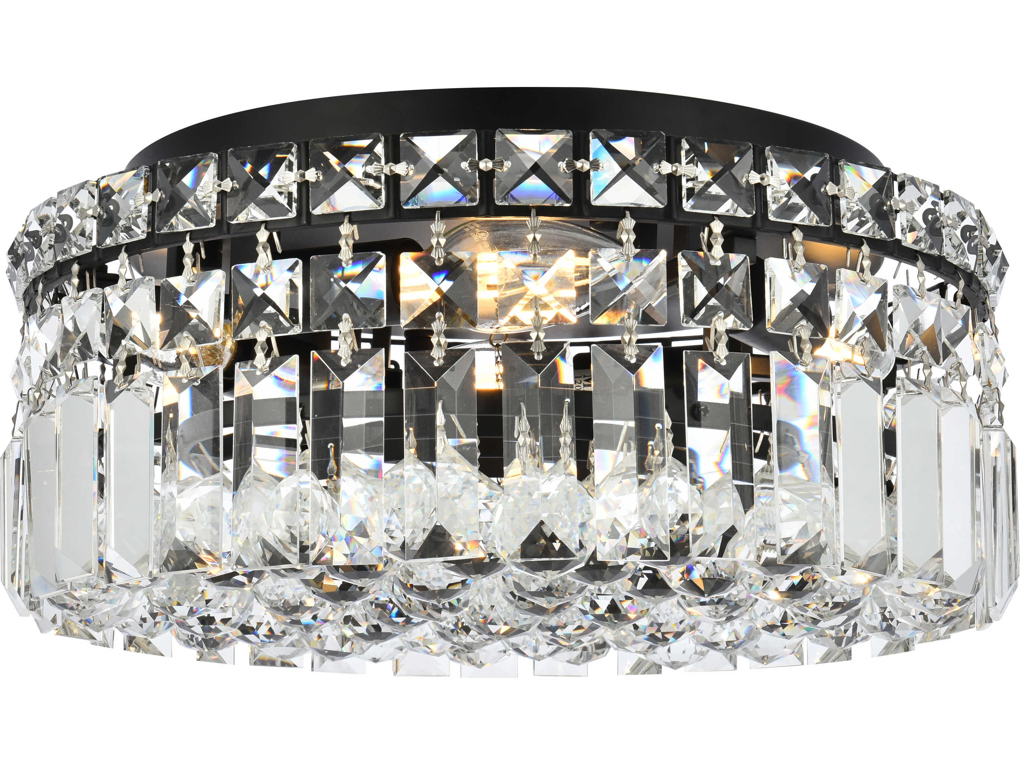 Elegant Lighting Maxime 4-Light Black And Clear Crystal Flush Mount