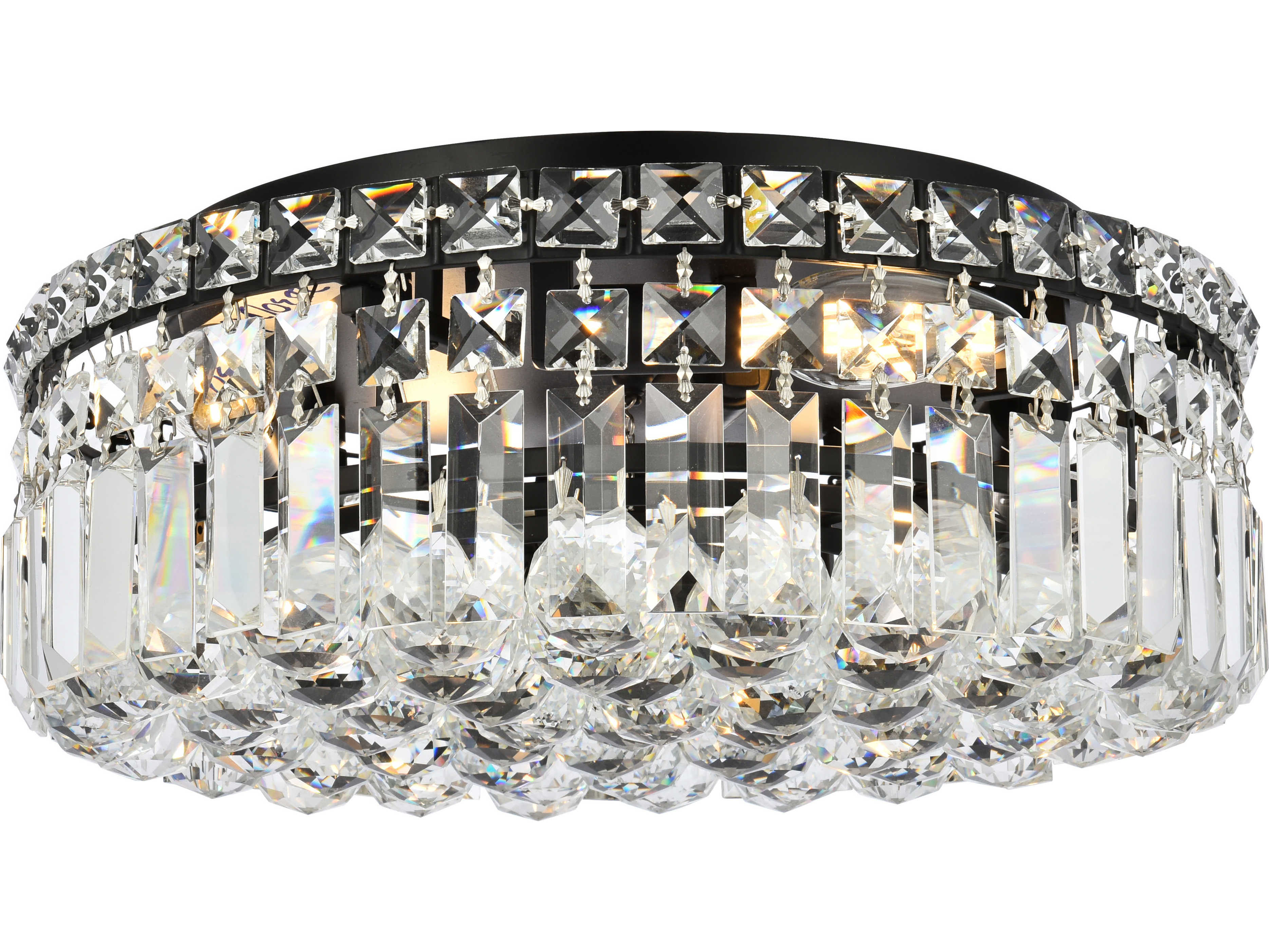 Elegant Lighting Maxime 5-Light Black And Clear Crystal Flush Mount