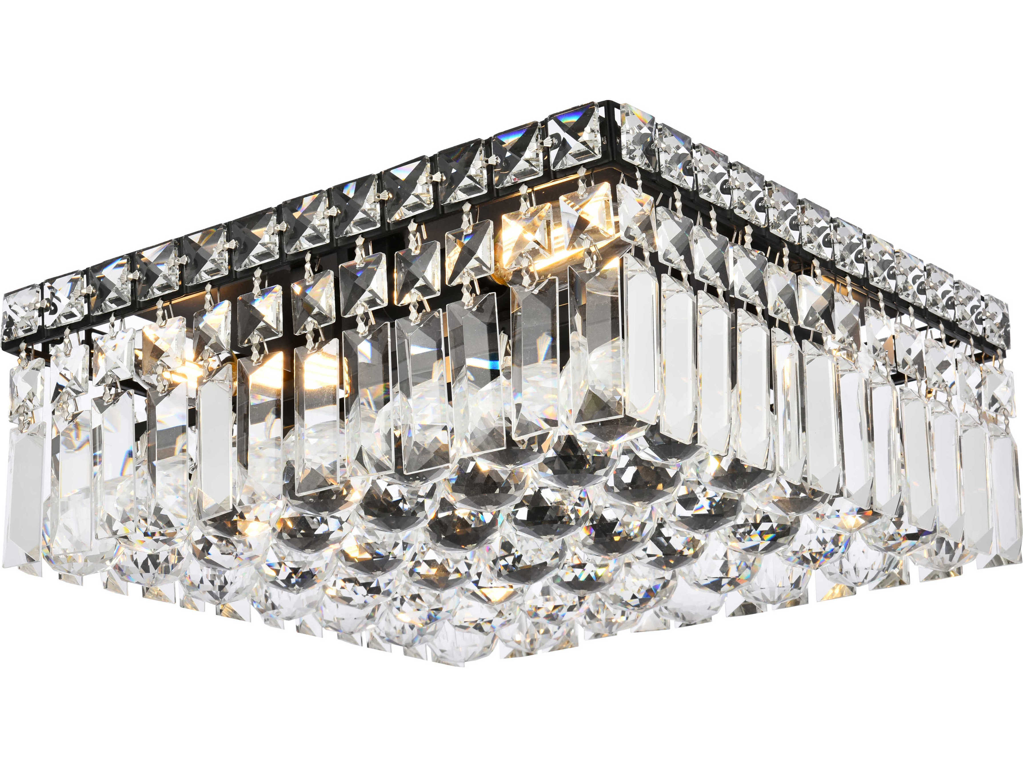 Elegant Lighting Maxime 5-Light Black And Clear Crystal Flush Mount
