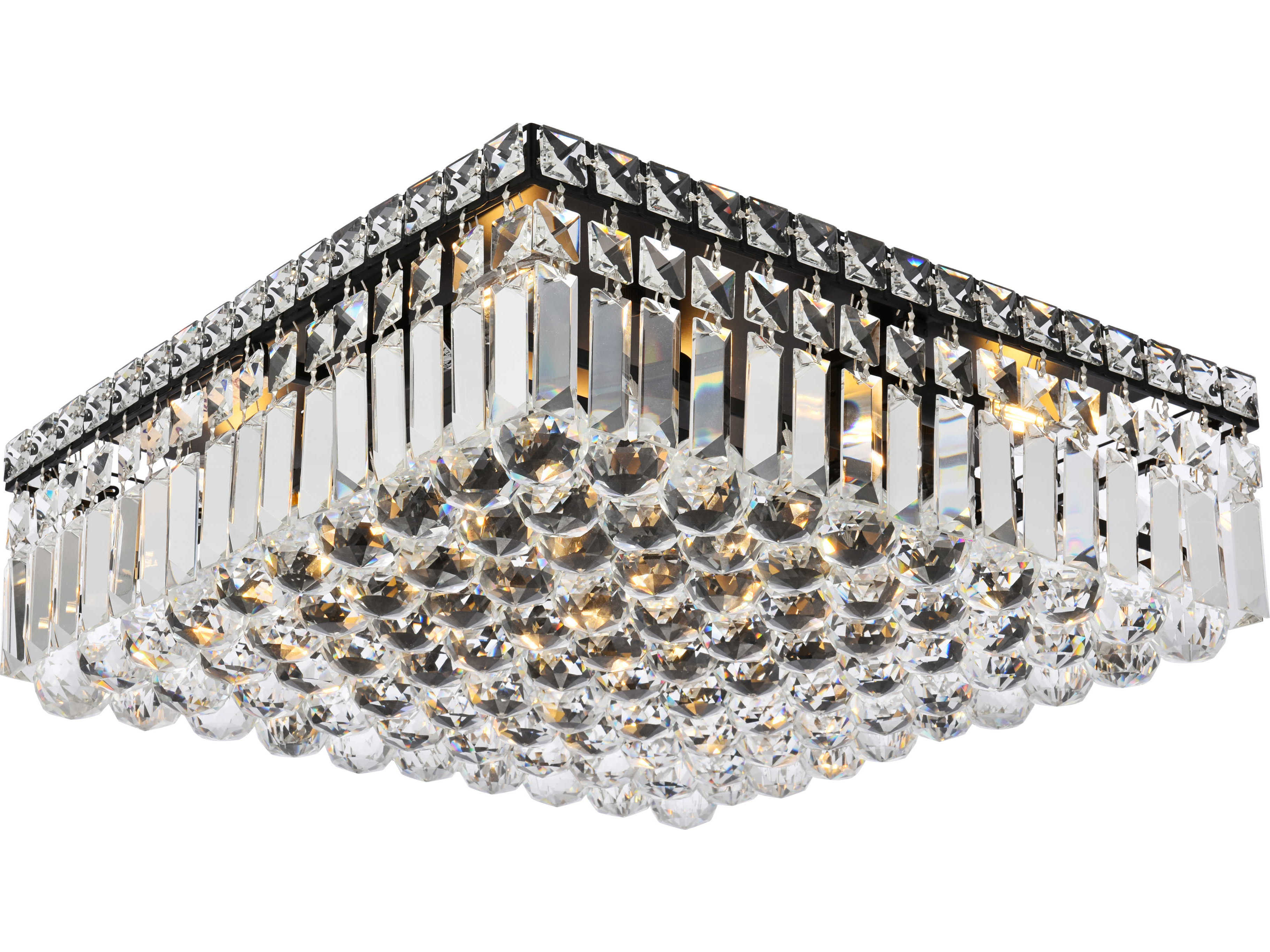 Elegant Lighting Maxime 6-Light Black And Clear Crystal Flush Mount