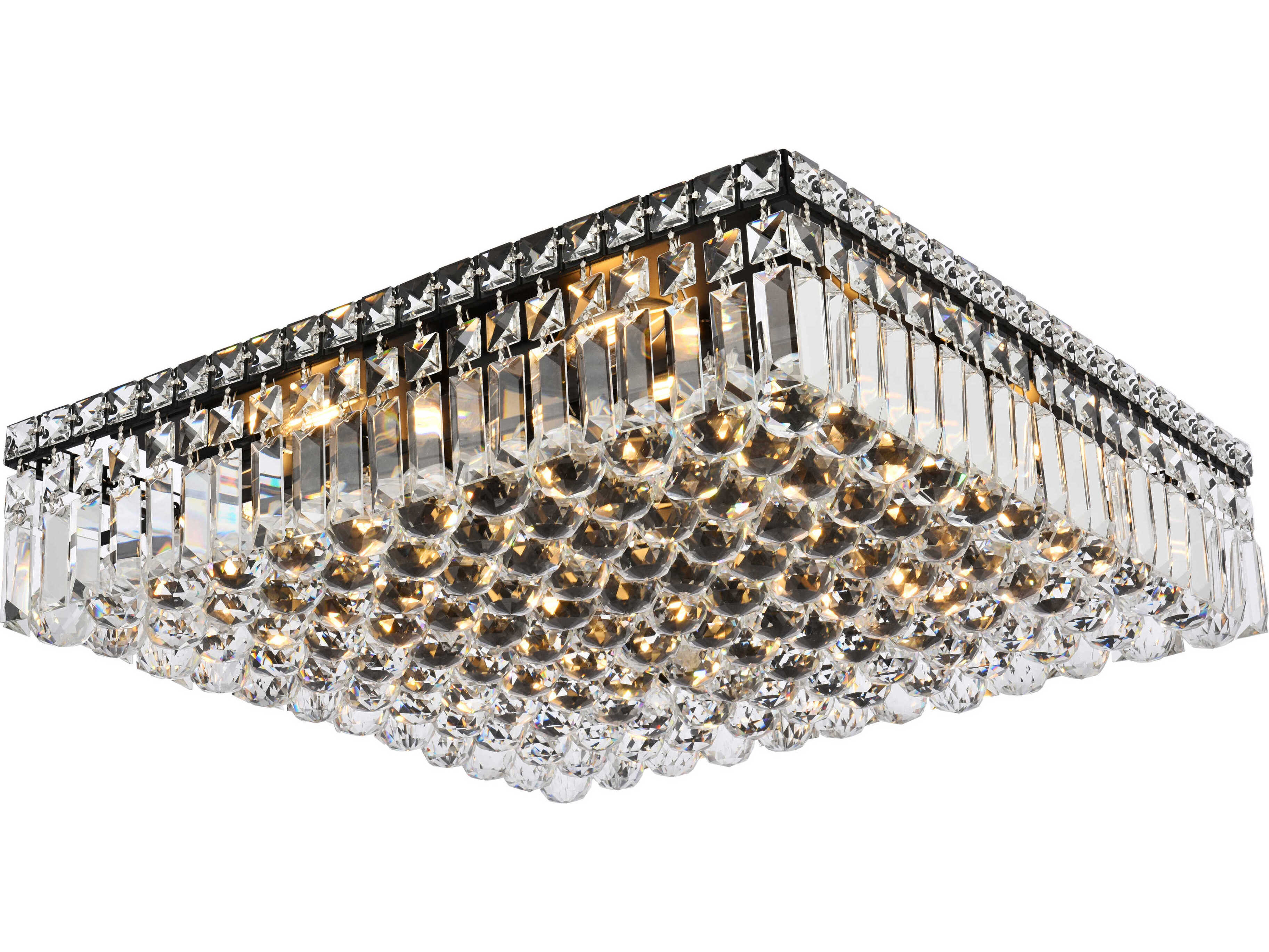Elegant Lighting Maxime 12-Light Black And Clear Crystal Flush Mount