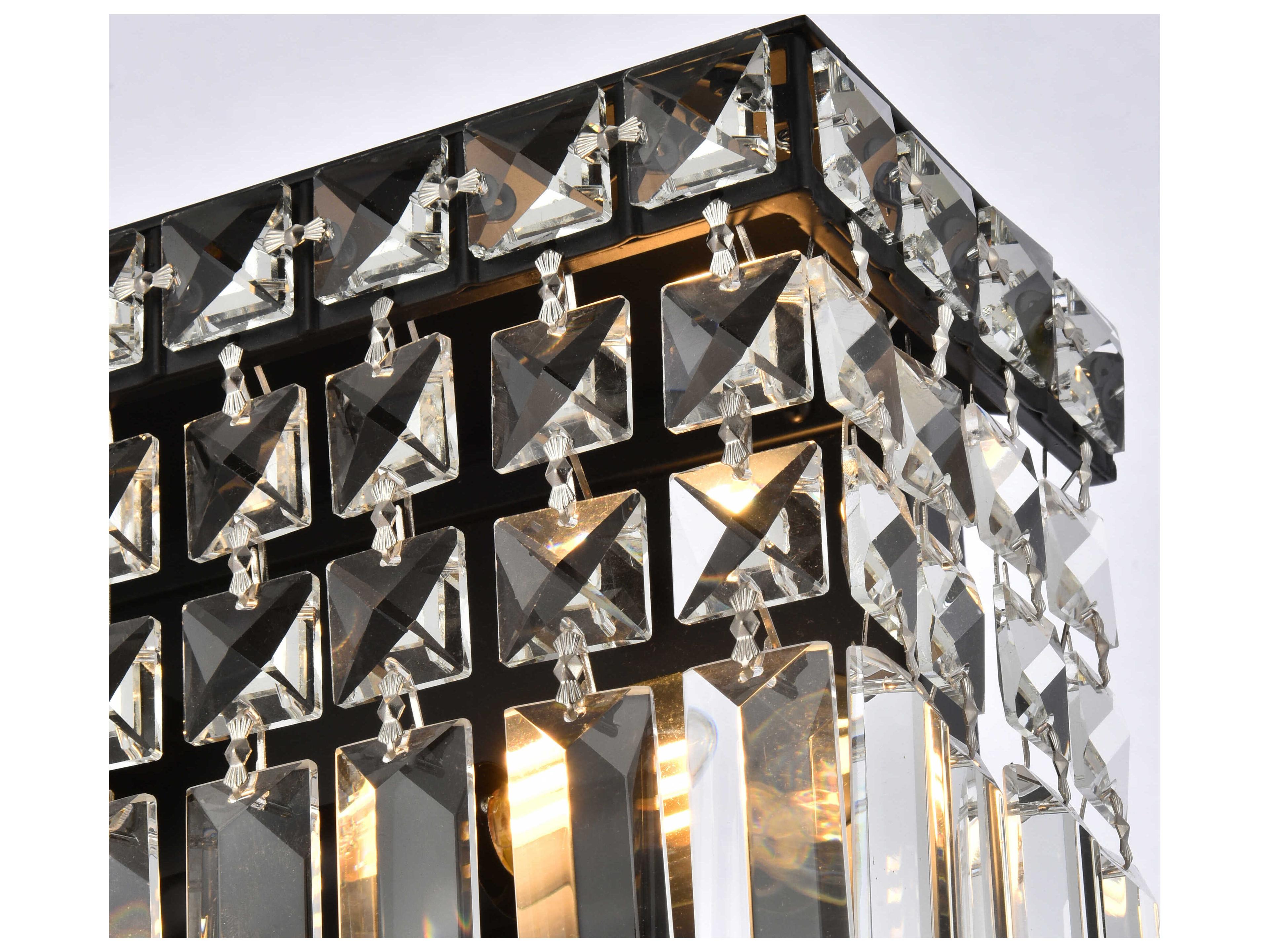 Elegant Lighting Maxime 3-Light Black And Clear Crystal Vanity Light