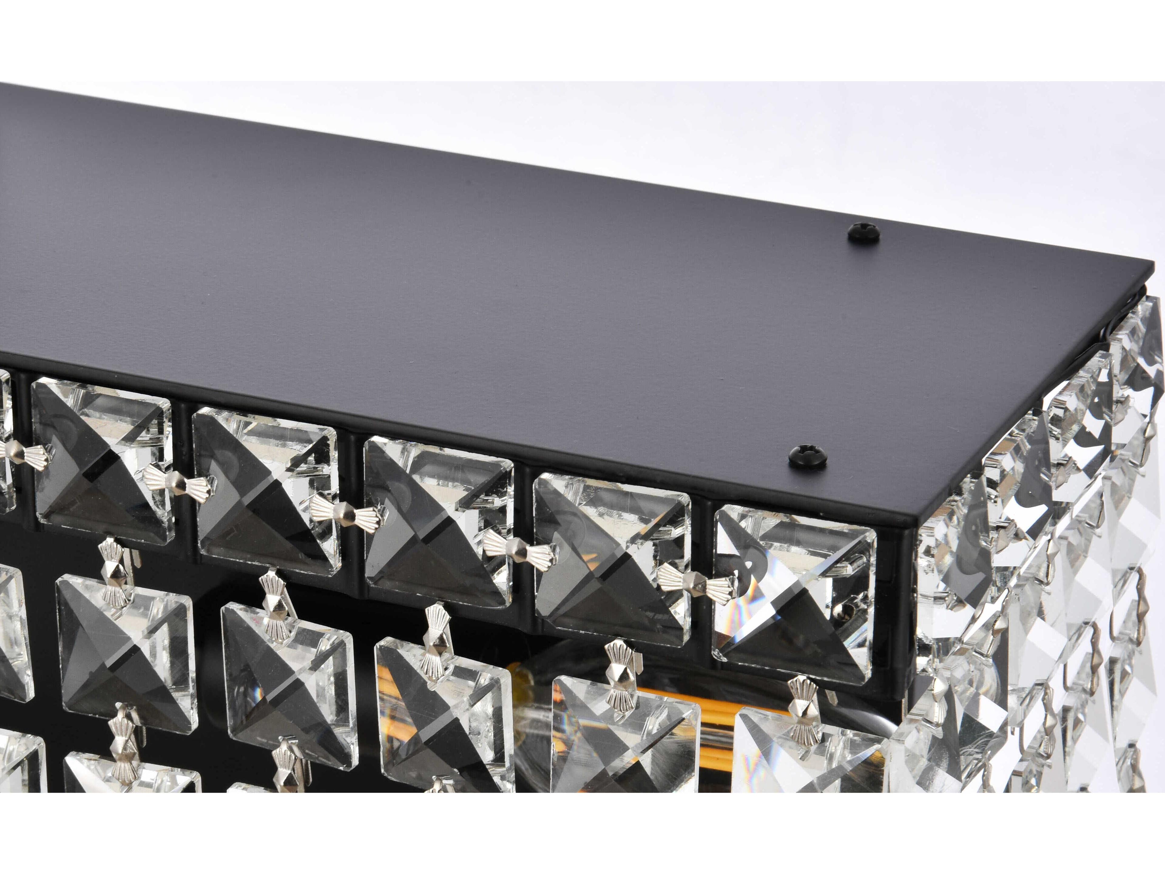 Elegant Lighting Maxime 3-Light Black And Clear Crystal Vanity Light