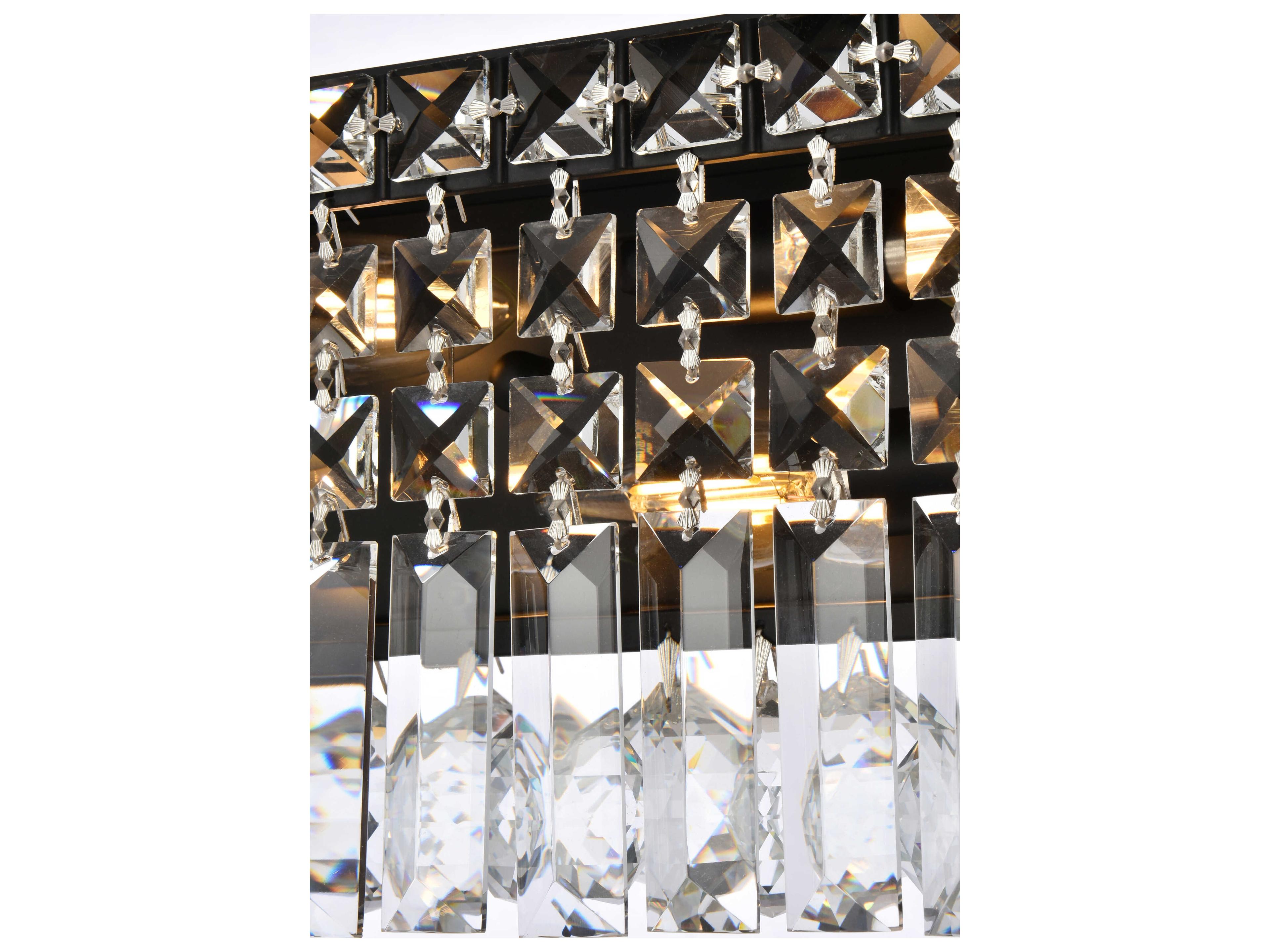 Elegant Lighting Maxime 3-Light Black And Clear Crystal Vanity Light
