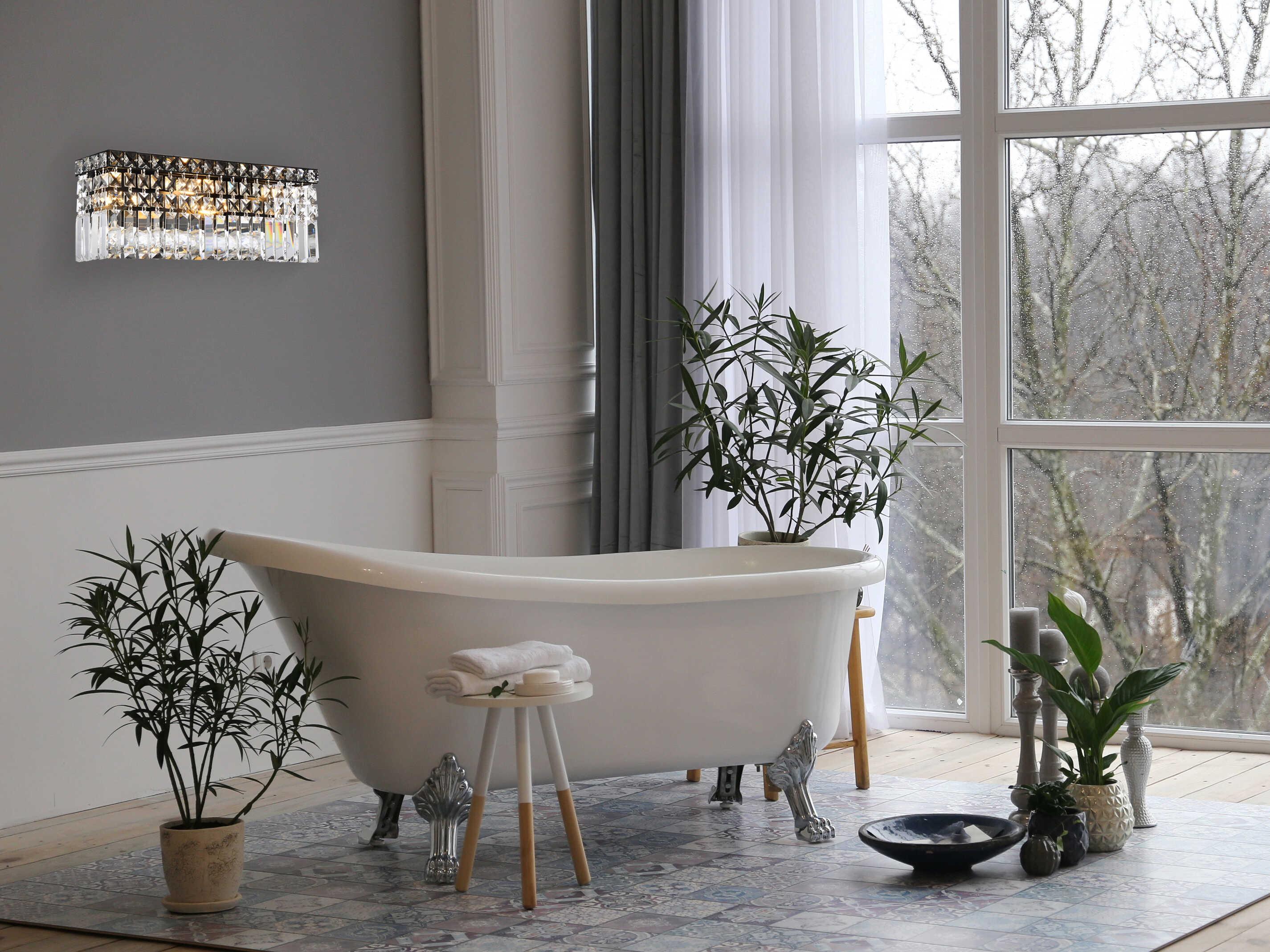 Elegant Lighting Maxime 3-Light Black And Clear Crystal Vanity Light