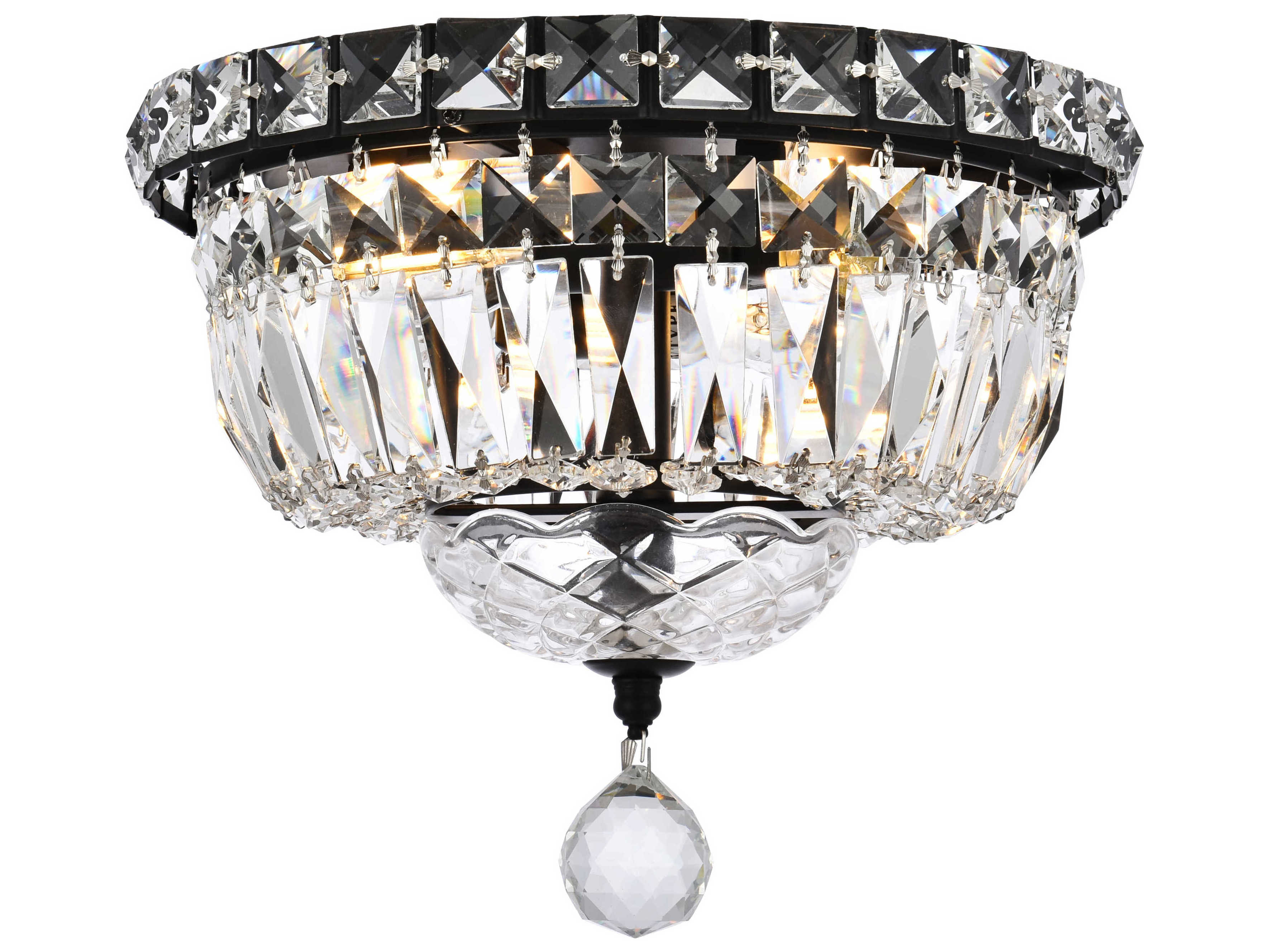 Elegant Lighting Tranquil 4-Light Black And Clear Crystal Glass Flush Mount