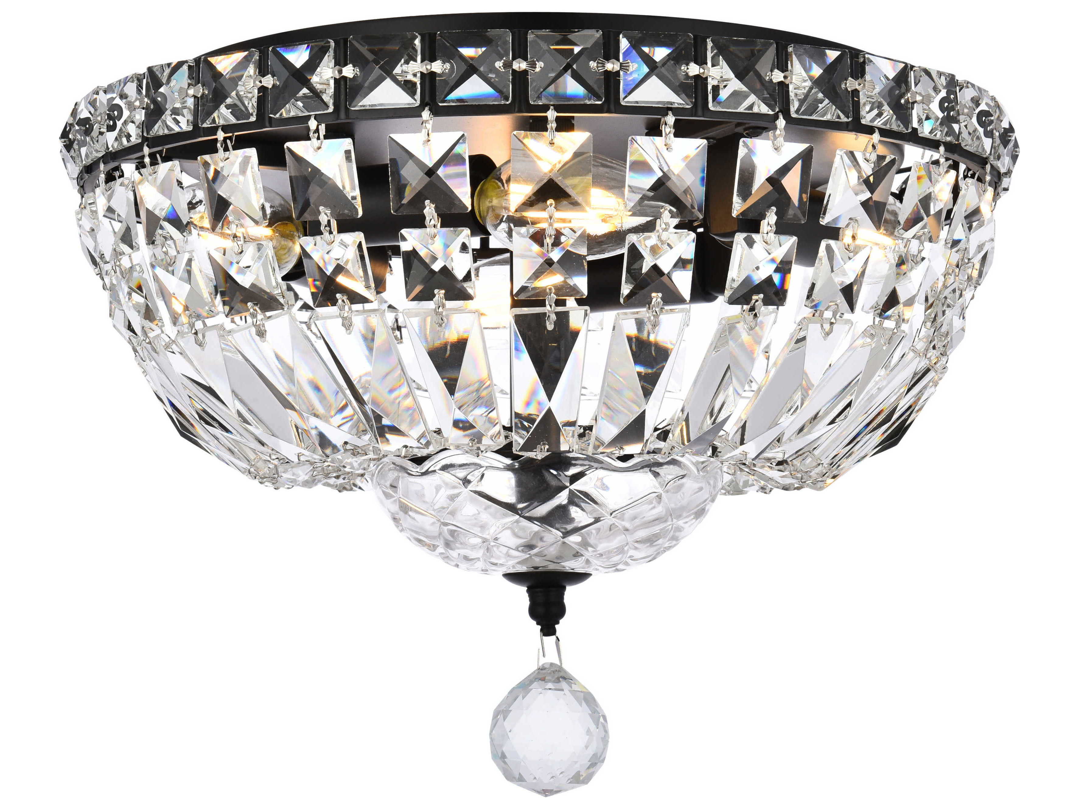 Elegant Lighting Tranquil 4-Light Black And Clear Crystal Glass Flush Mount