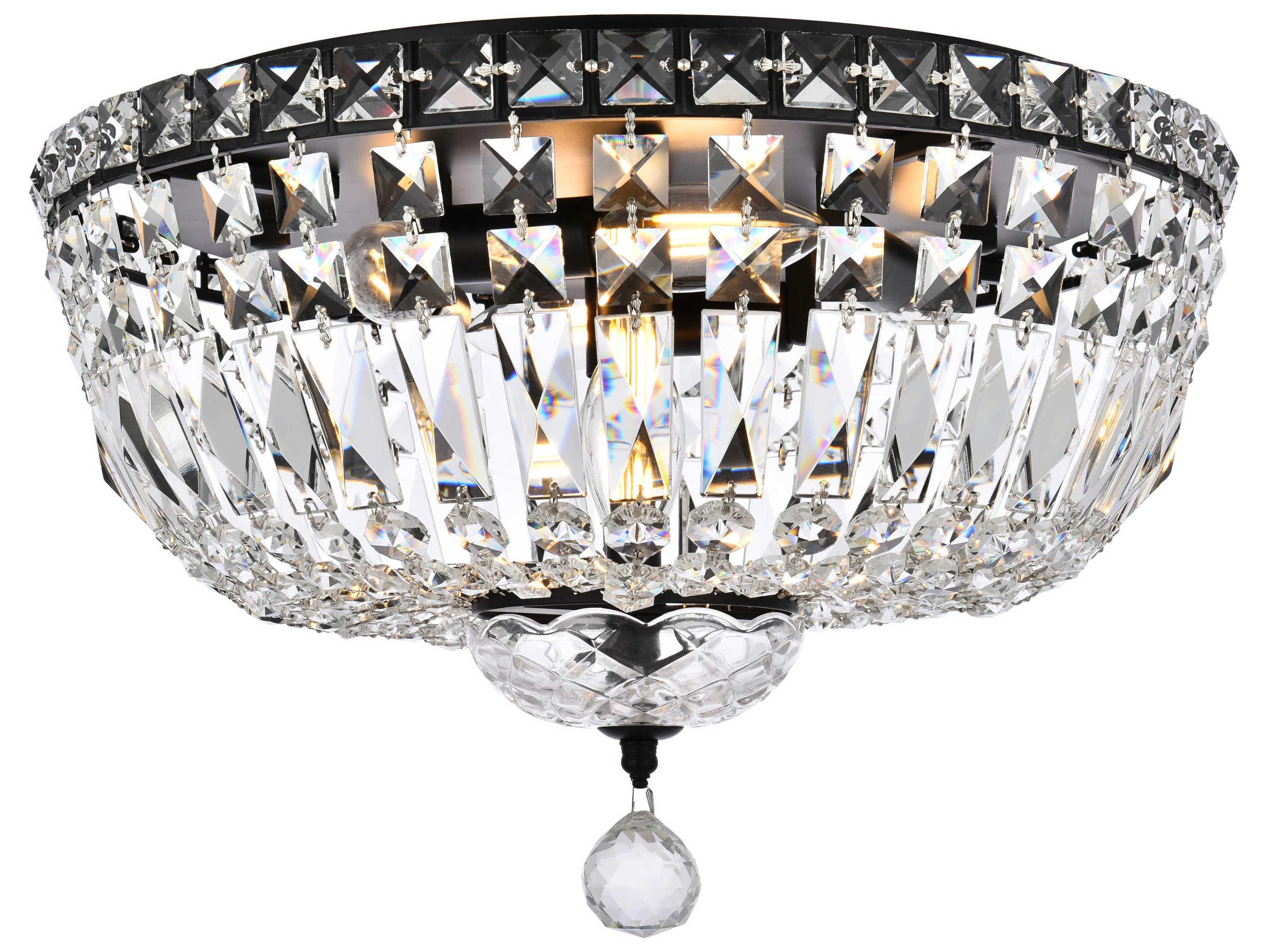Elegant Lighting Tranquil 6-Light Black And Clear Crystal Glass Flush Mount