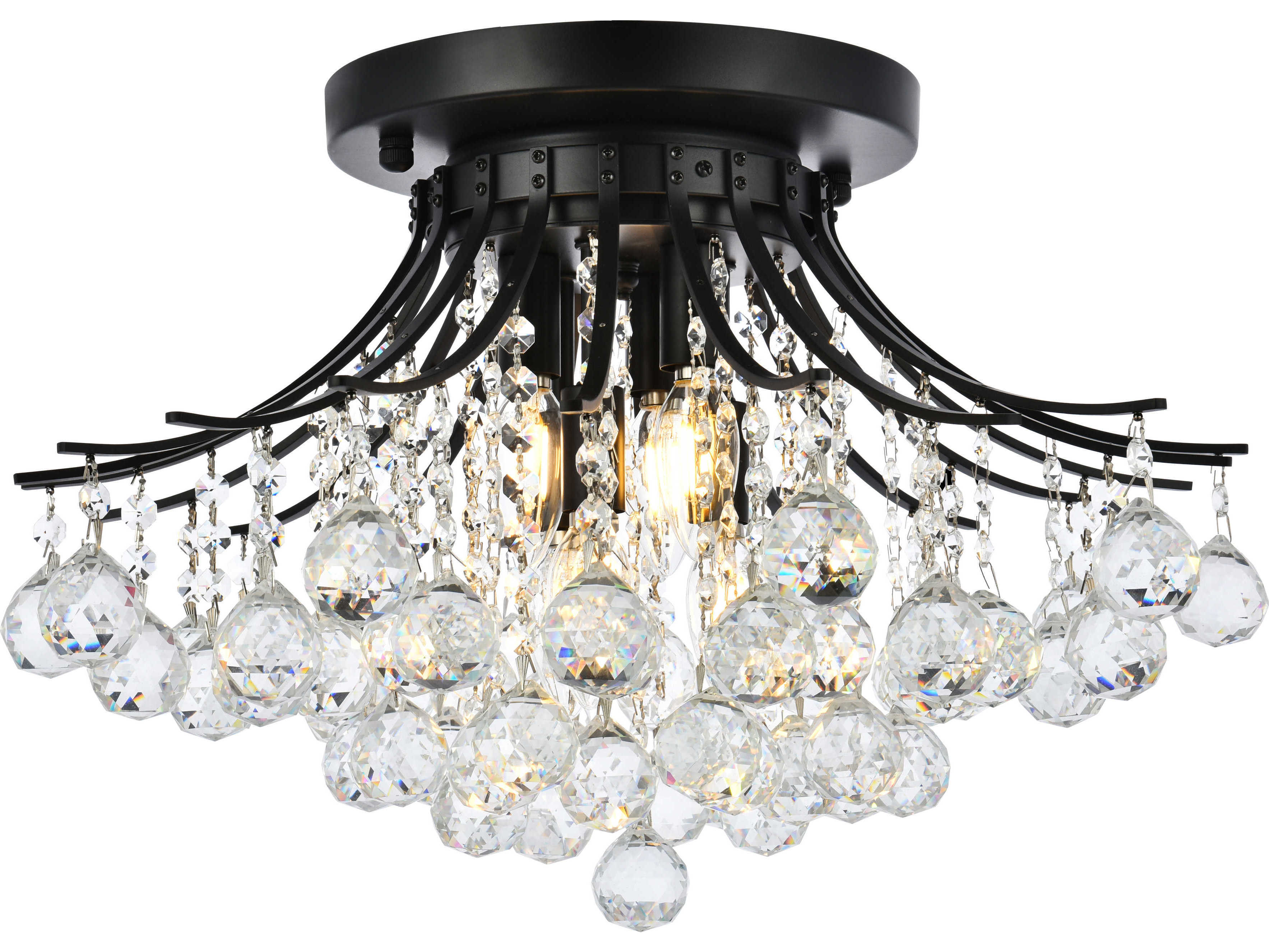 Elegant Lighting Toureg 6-Light Black And Clear Crystal Semi Flush Mount