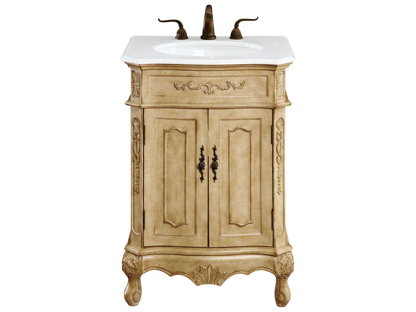Elegant Lighting Danville Antique Beige 24" Vanity with Ivory White Quartz Countertop
