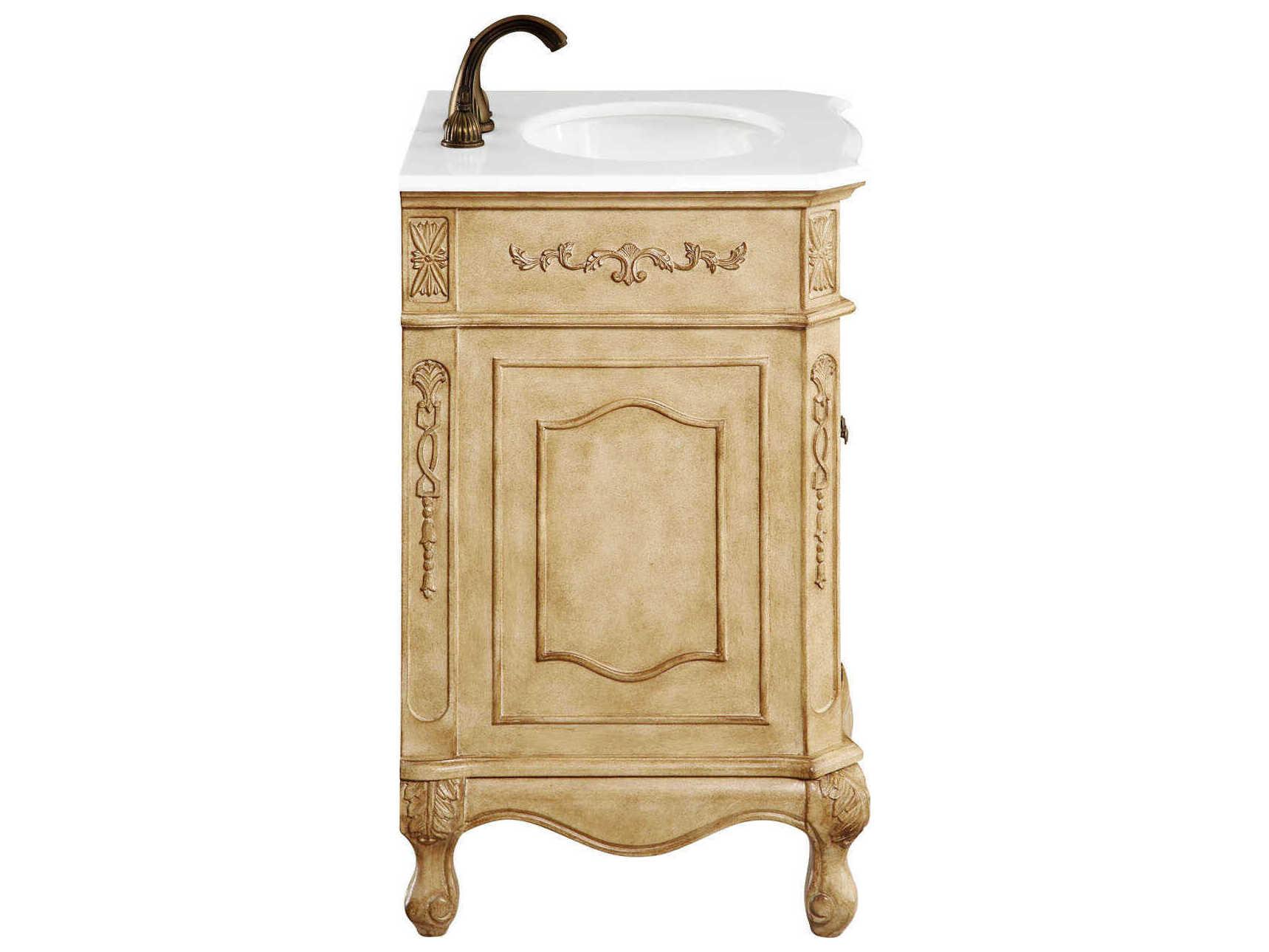 Elegant Lighting Danville Antique Beige 24" Vanity with Ivory White Quartz Countertop