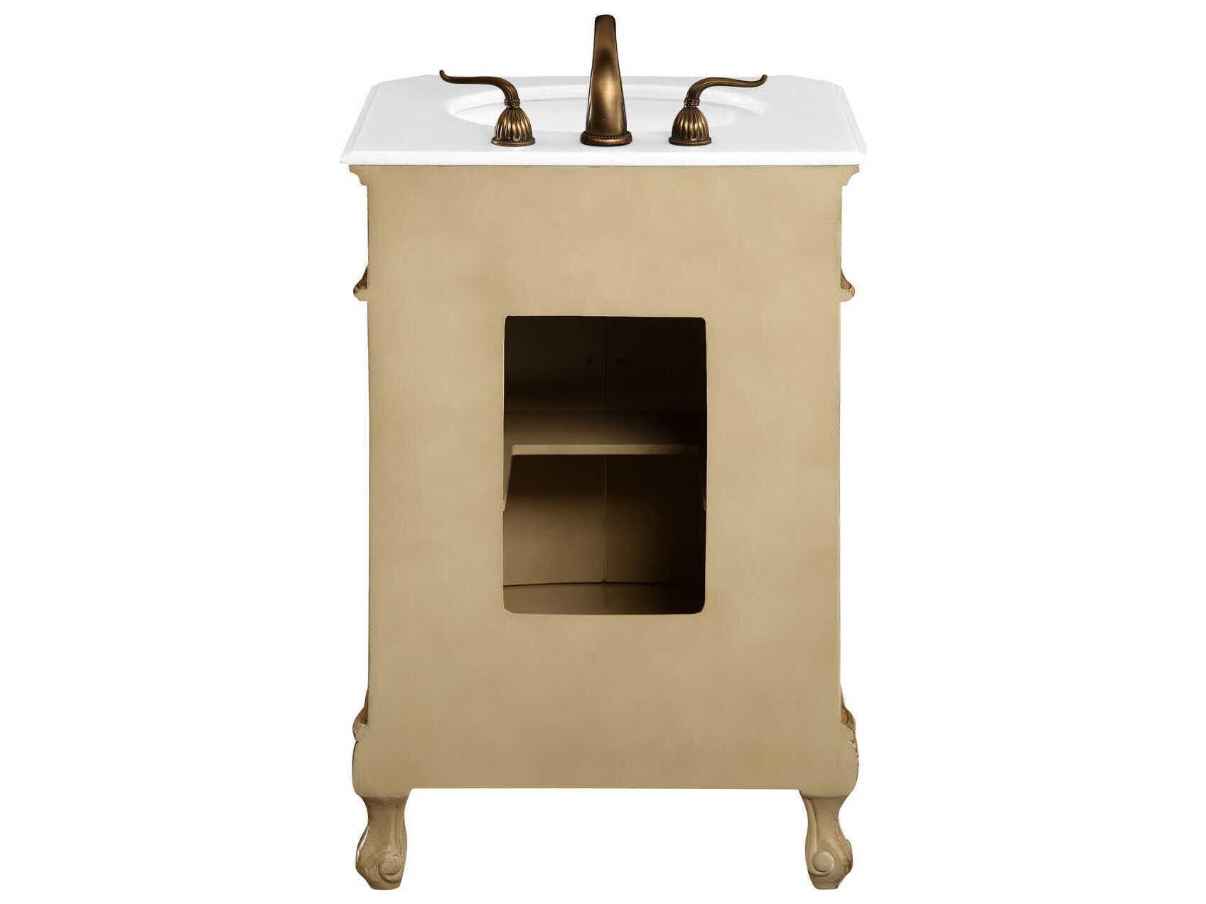 Elegant Lighting Danville Antique Beige 24" Vanity with Ivory White Quartz Countertop