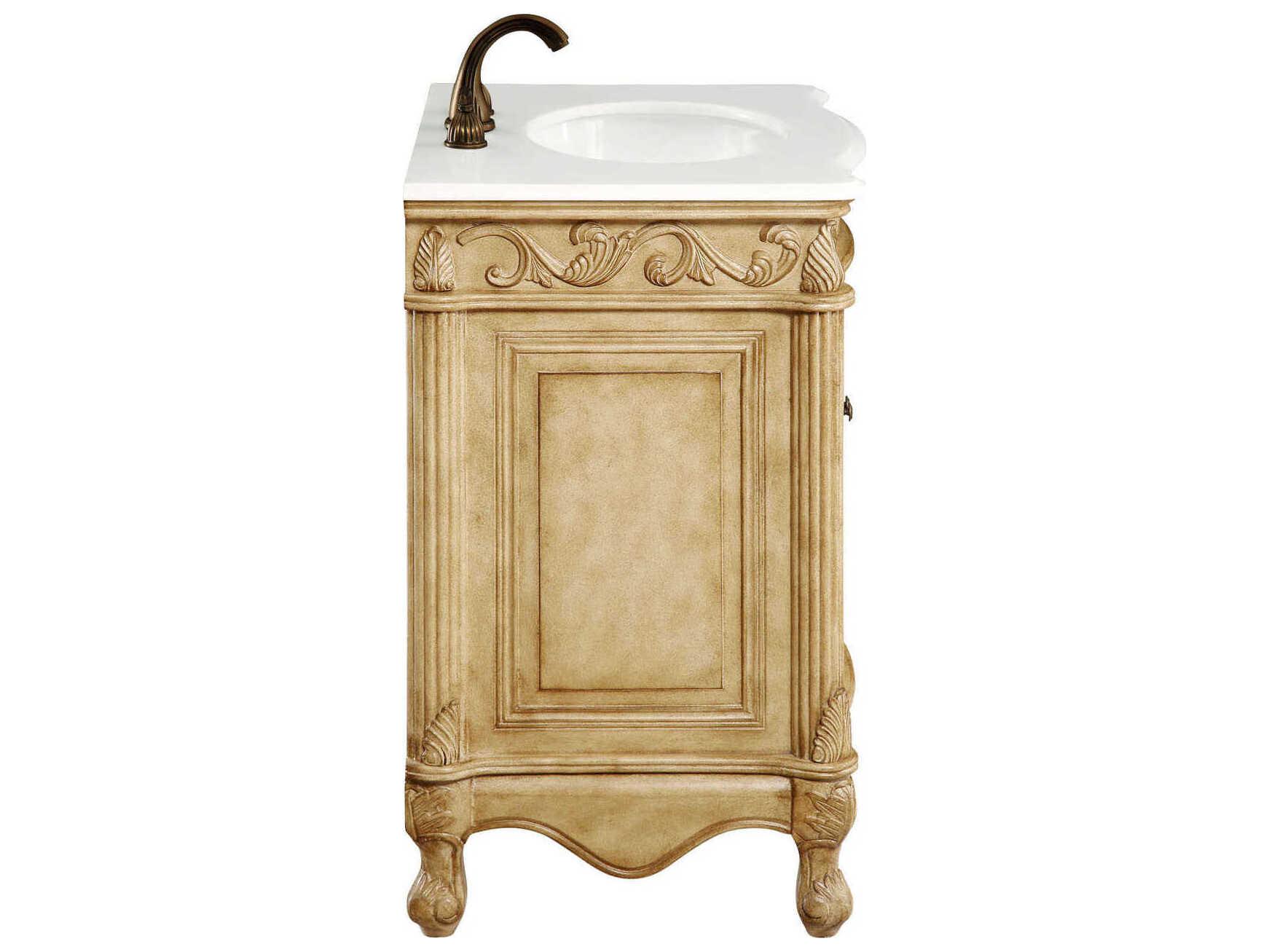 Elegant Lighting Danville Antique Beige 27" Vanity with Ivory White Quartz Countertop