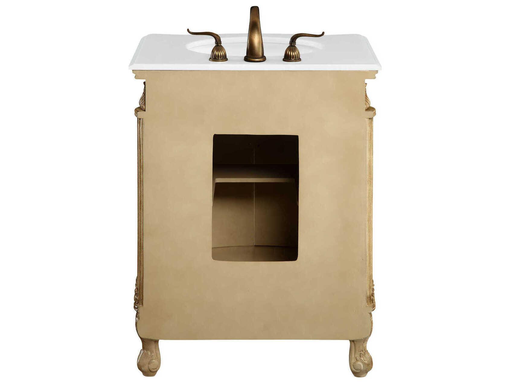 Elegant Lighting Danville Antique Beige 27" Vanity with Ivory White Quartz Countertop