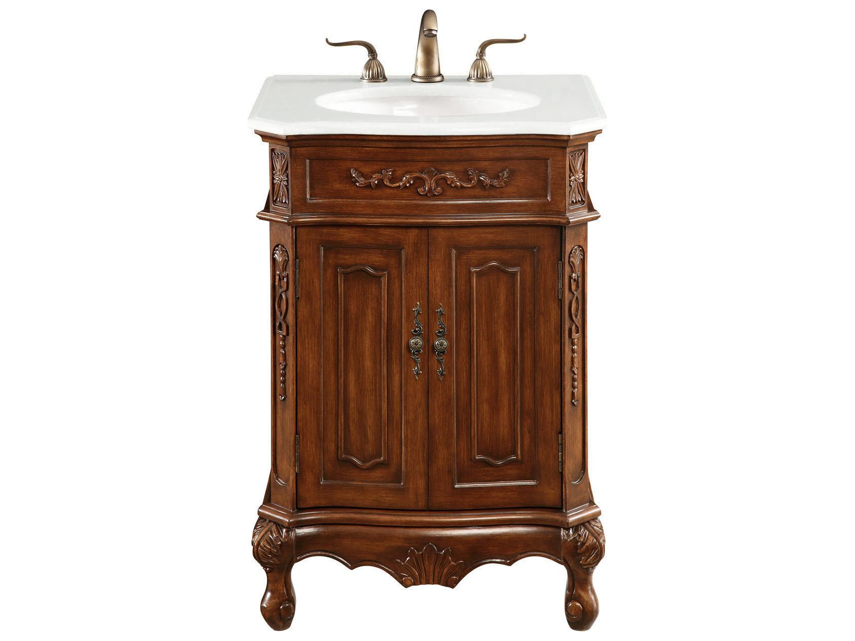 Elegant Lighting Danville Teak 24" Vanity with Ivory White Quartz Countertop