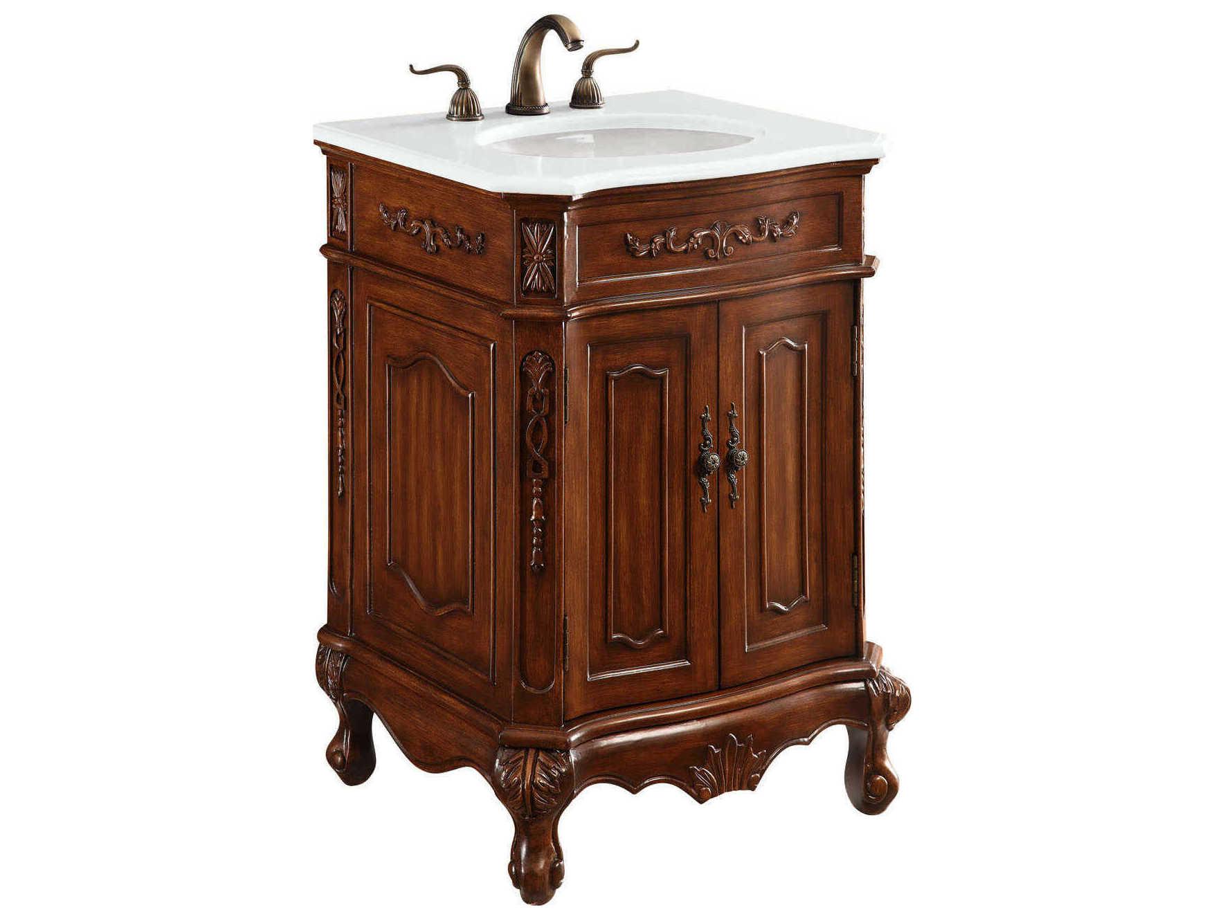 Elegant Lighting Danville Teak 24" Vanity with Ivory White Quartz Countertop