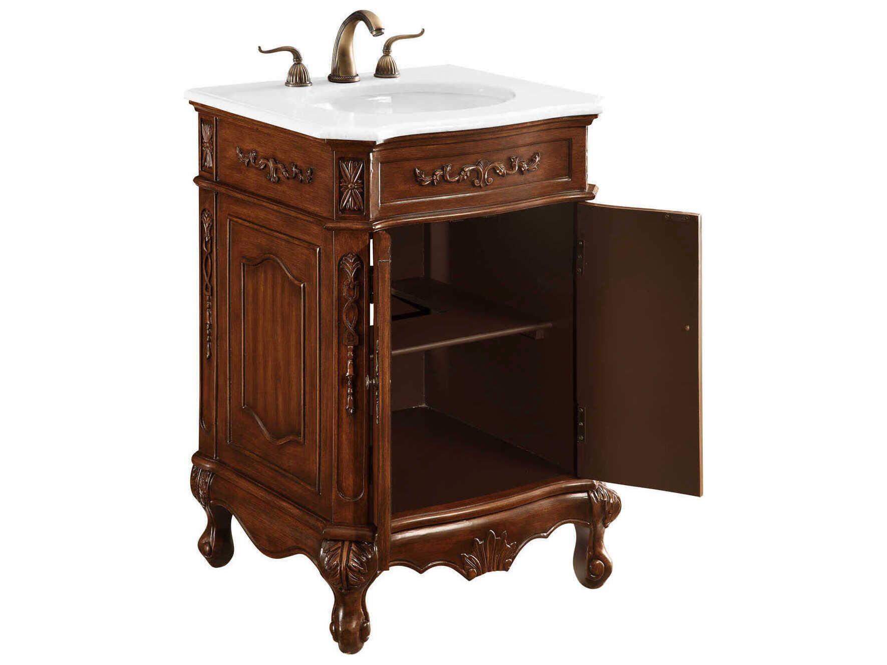 Elegant Lighting Danville Teak 24" Vanity with Ivory White Quartz Countertop