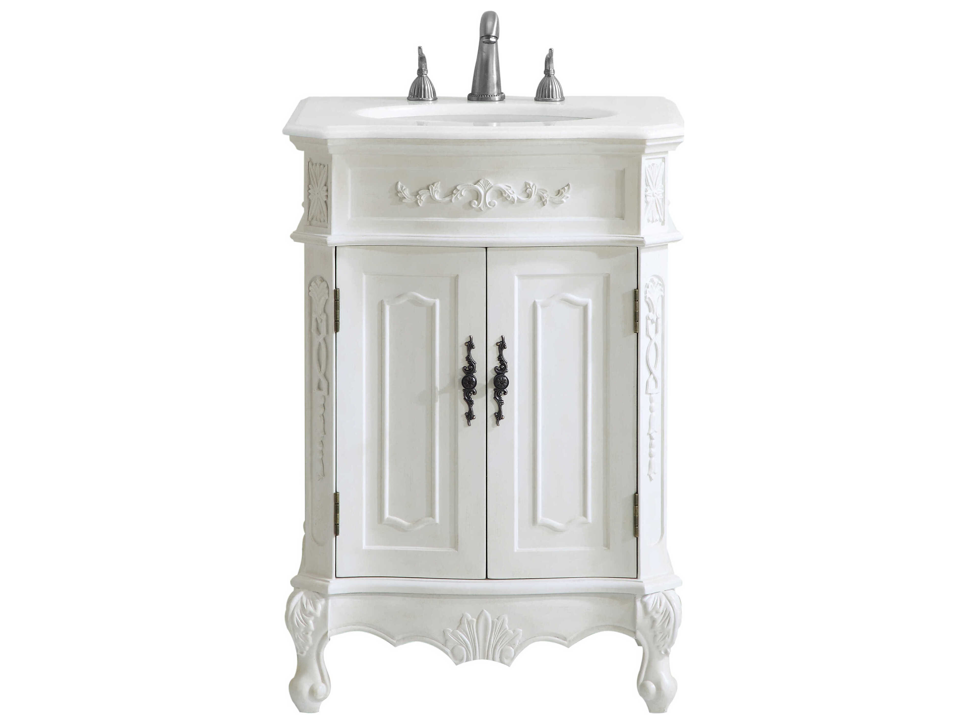 Elegant Lighting Danville Antique White 24" Vanity with Ivory White Quartz Countertop