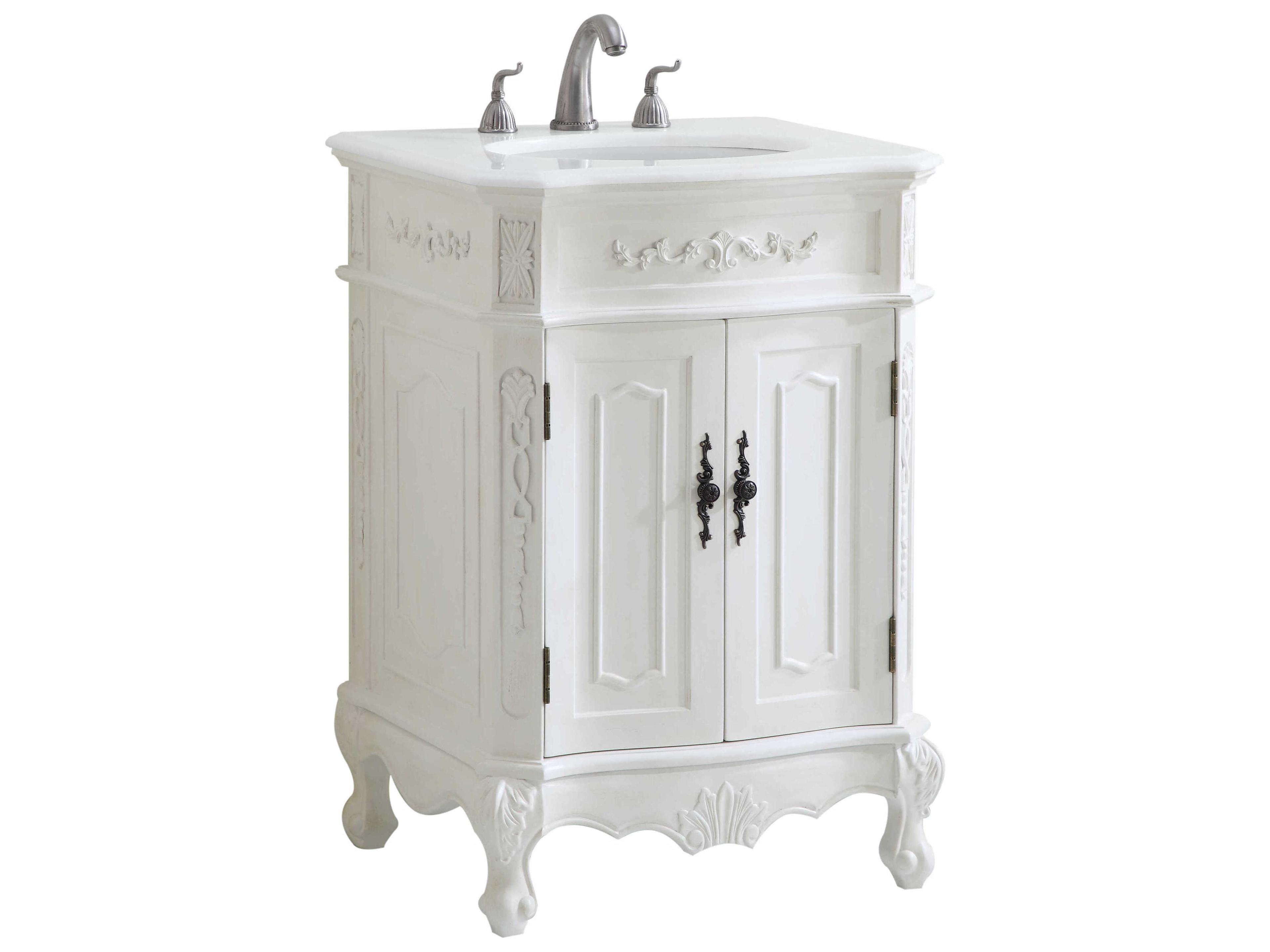 Elegant Lighting Danville Antique White 24" Vanity with Ivory White Quartz Countertop
