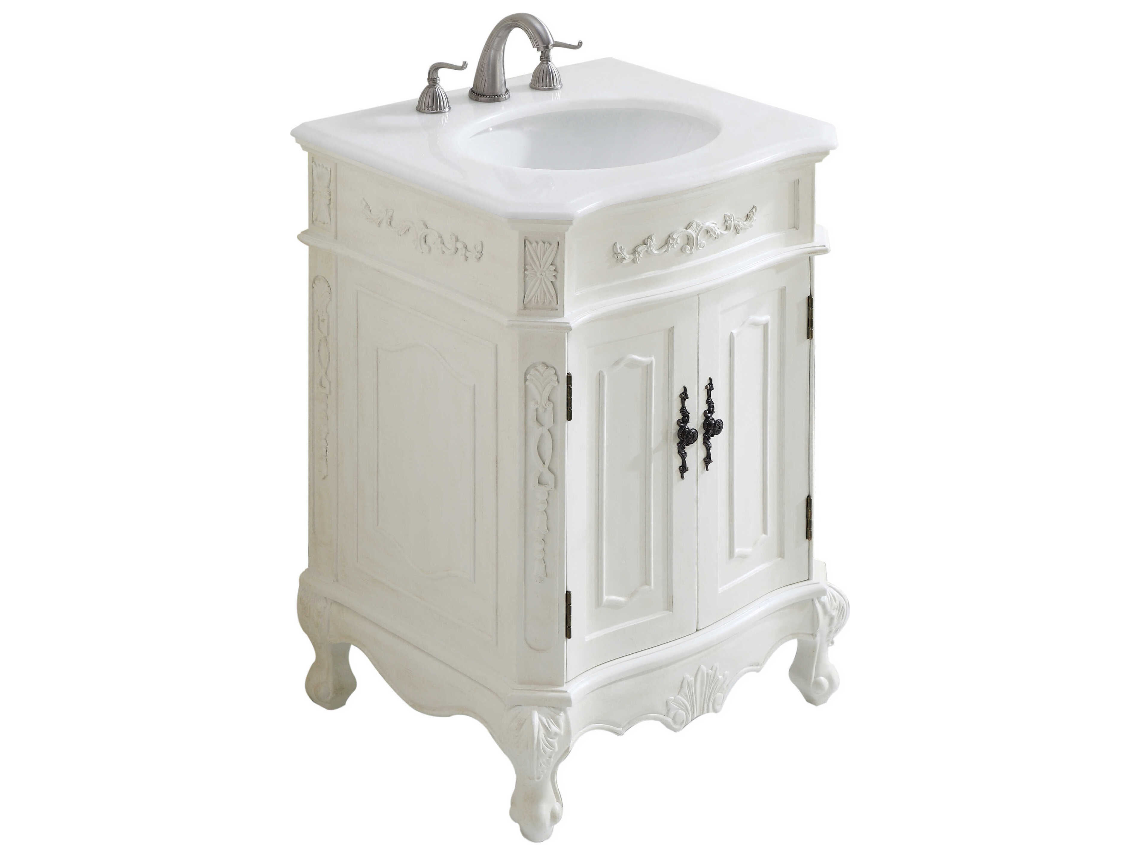 Elegant Lighting Danville Antique White 24" Vanity with Ivory White Quartz Countertop