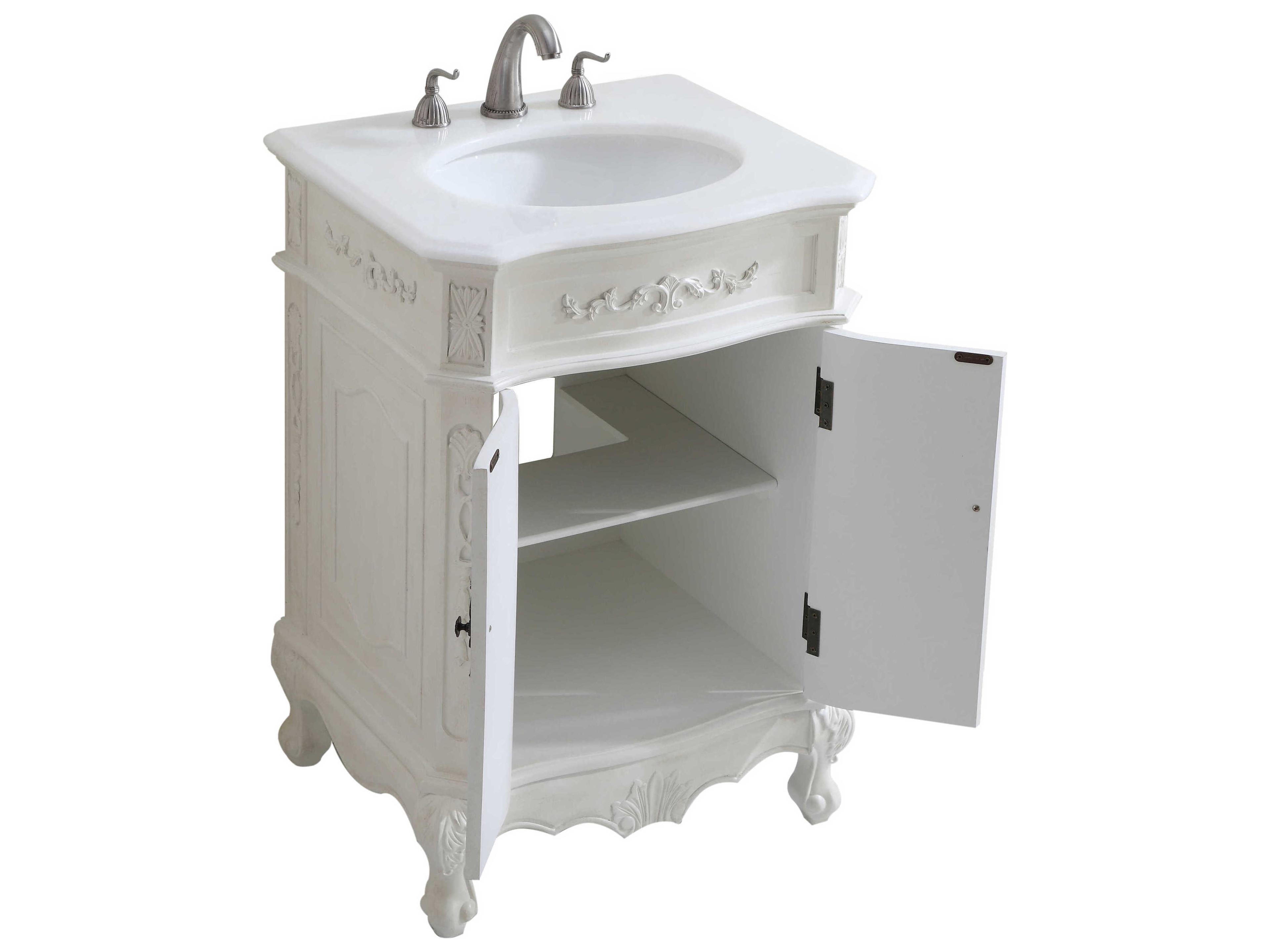 Elegant Lighting Danville Antique White 24" Vanity with Ivory White Quartz Countertop