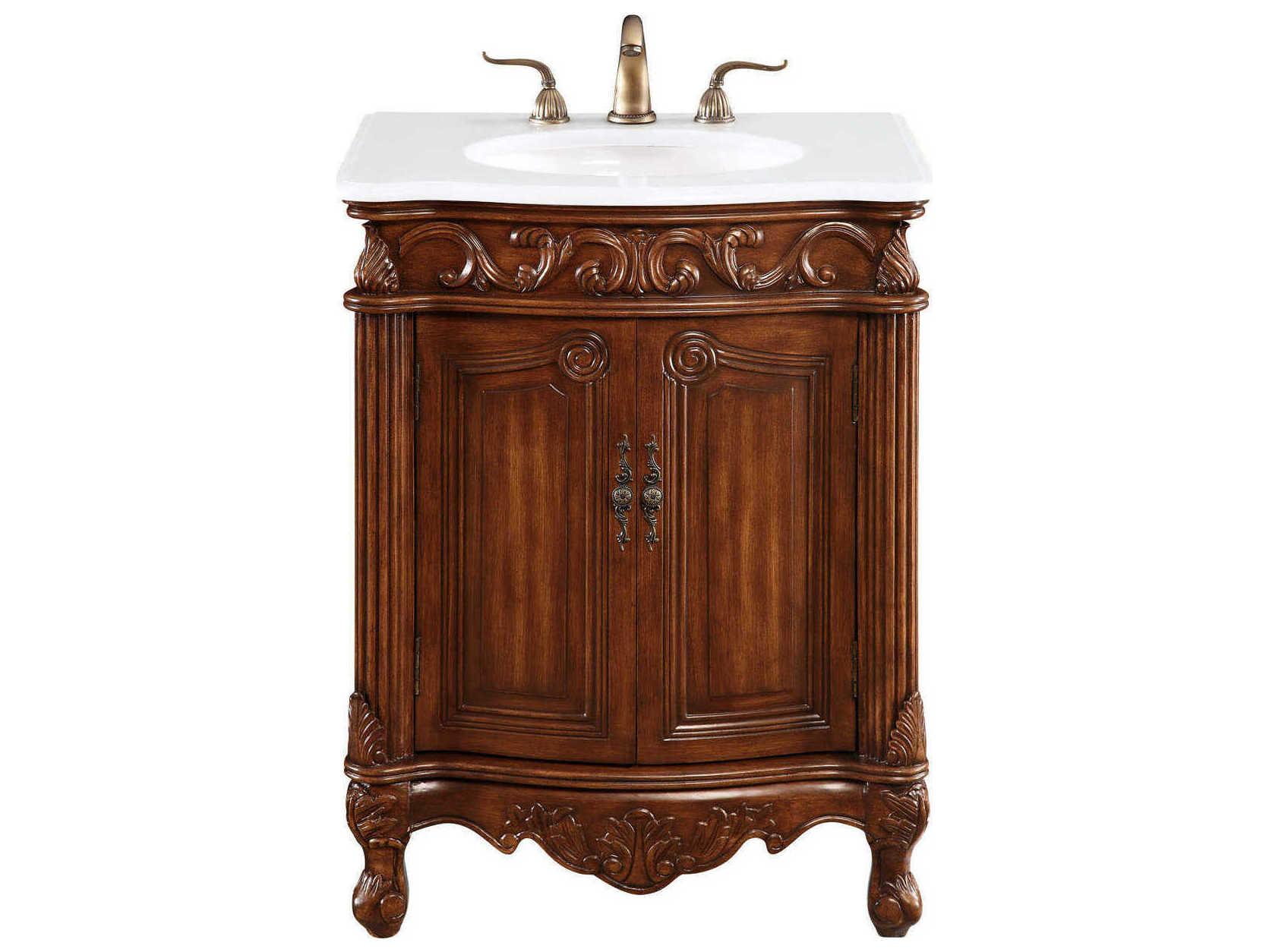 Elegant Lighting Danville Teak 27" Vanity with Ivory White Quartz Countertop