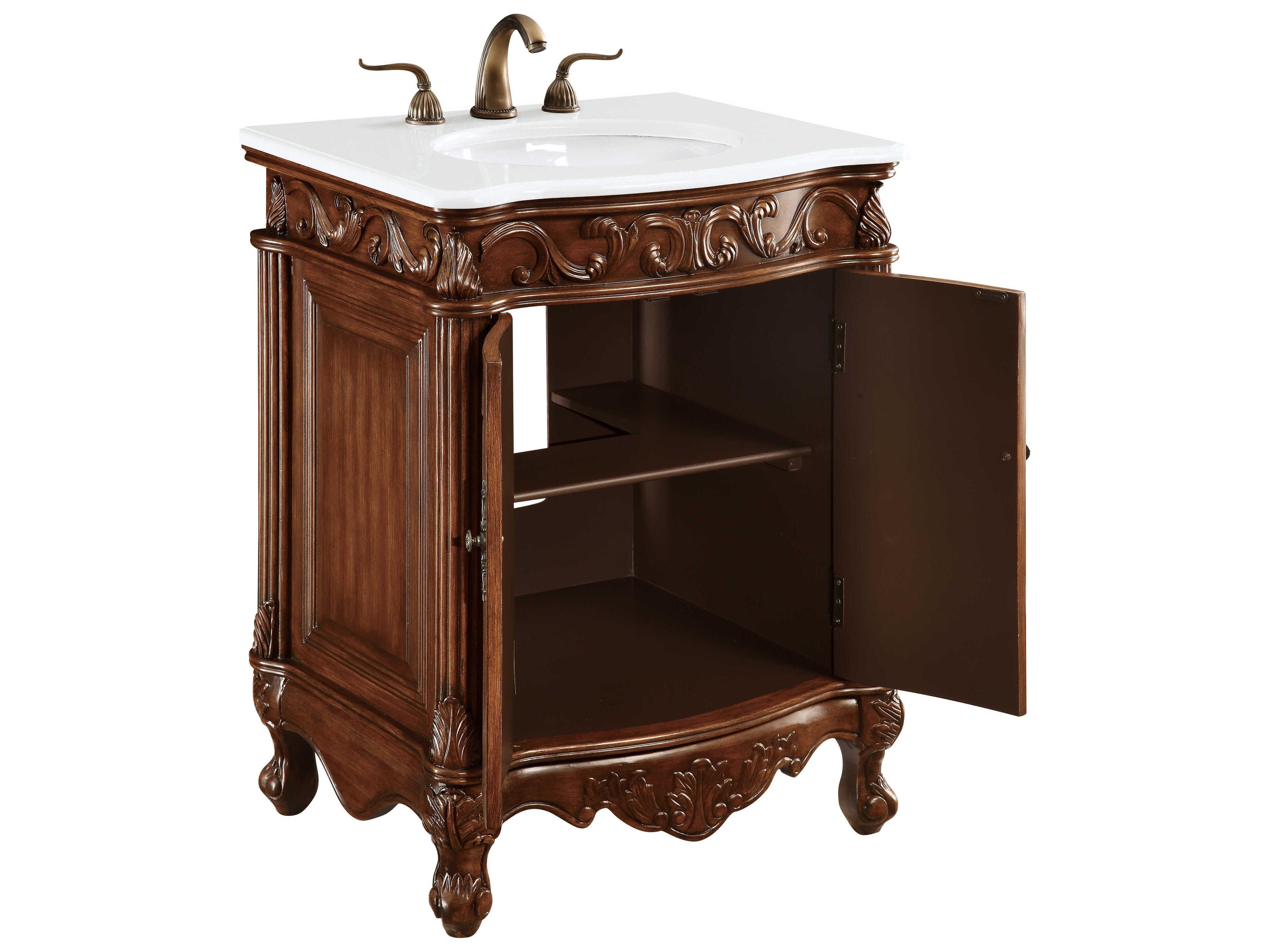 Elegant Lighting Danville Teak 27" Vanity with Ivory White Quartz Countertop