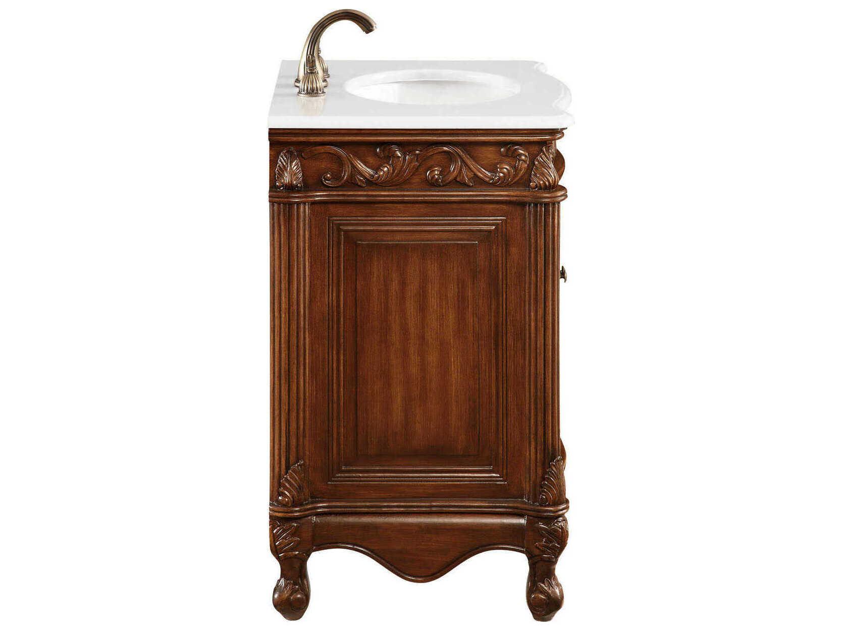 Elegant Lighting Danville Teak 27" Vanity with Ivory White Quartz Countertop