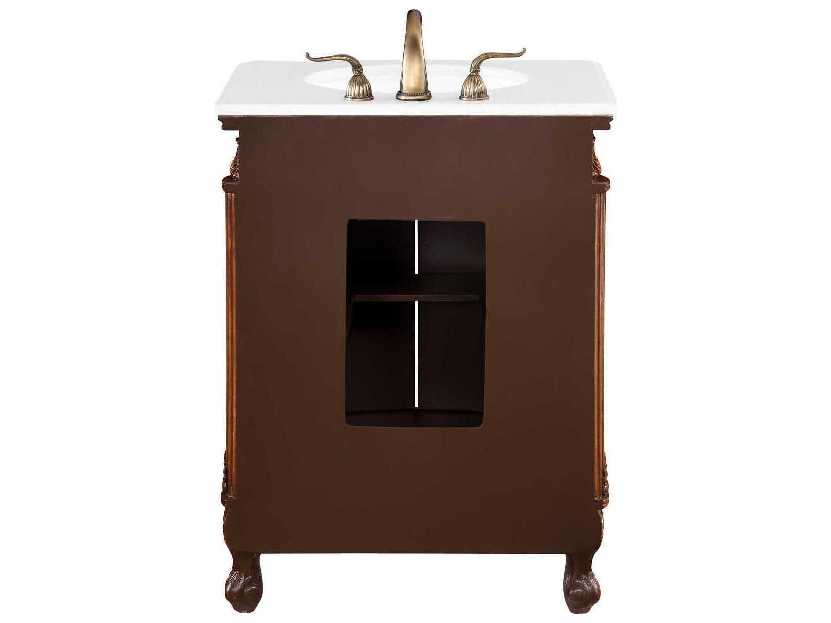 Elegant Lighting Danville Teak 27" Vanity with Ivory White Quartz Countertop