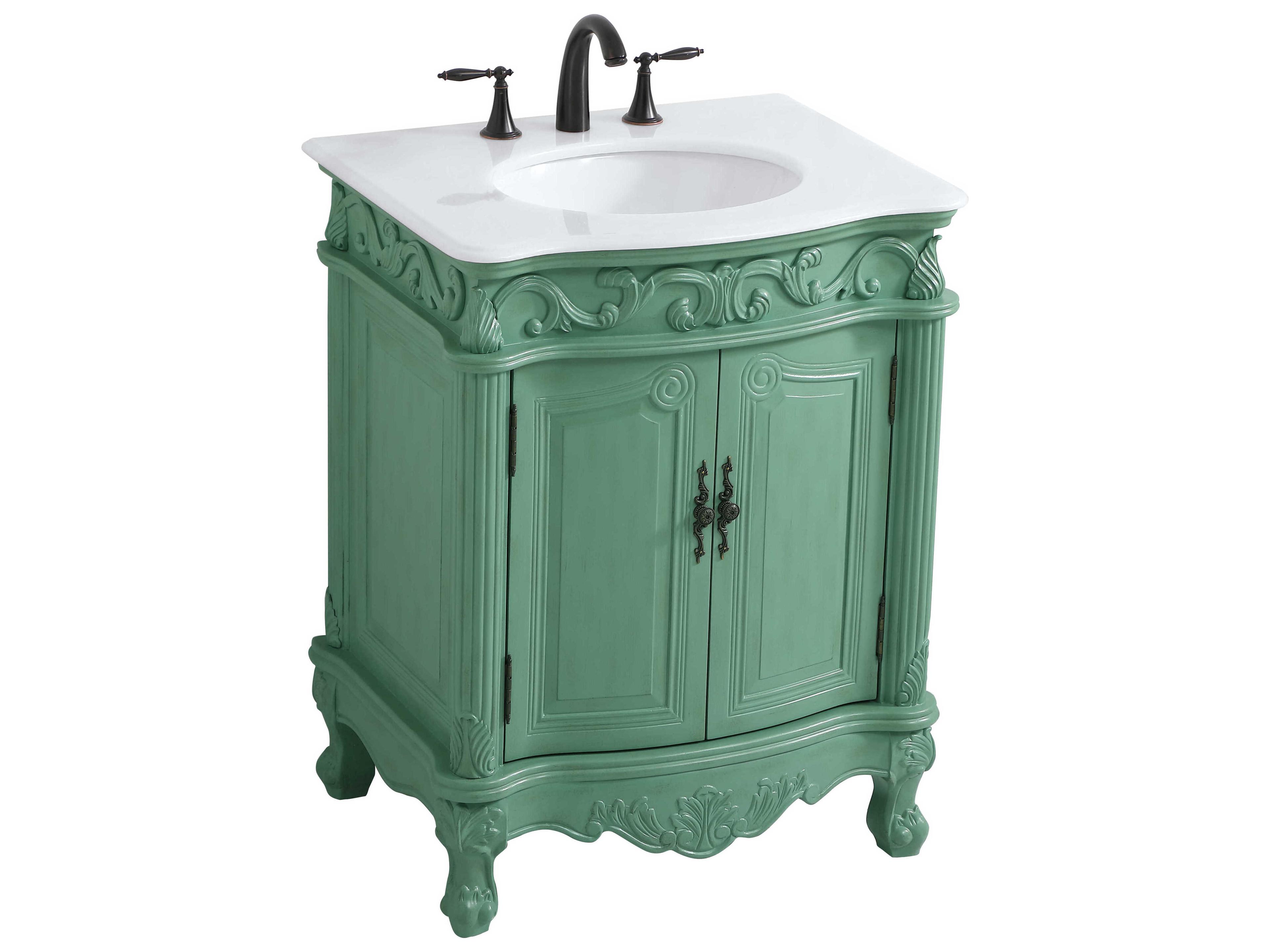 Elegant Lighting Danville Vintage Mint 27" Vanity with Ivory White Quartz Countertop