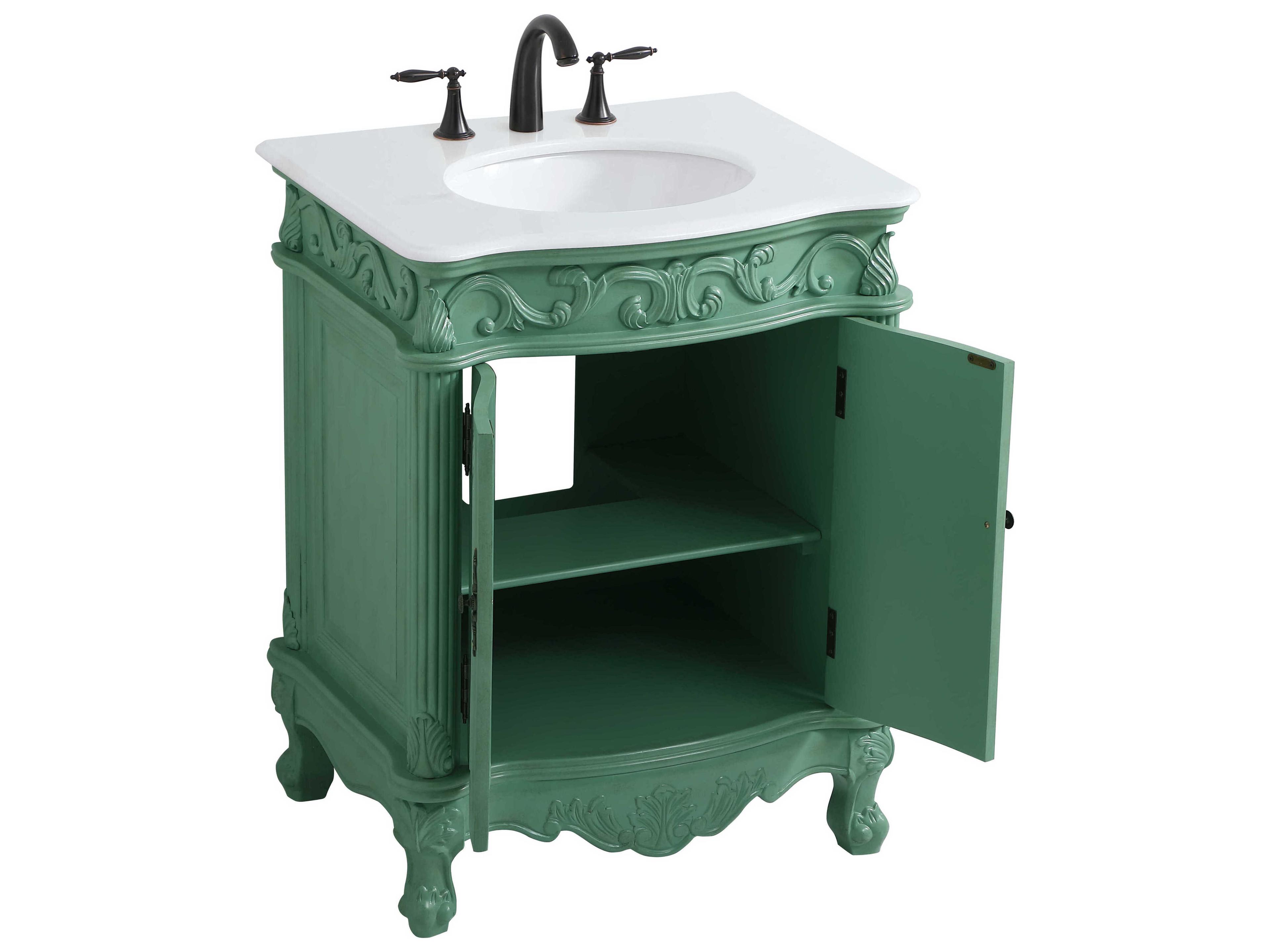 Elegant Lighting Danville Vintage Mint 27" Vanity with Ivory White Quartz Countertop